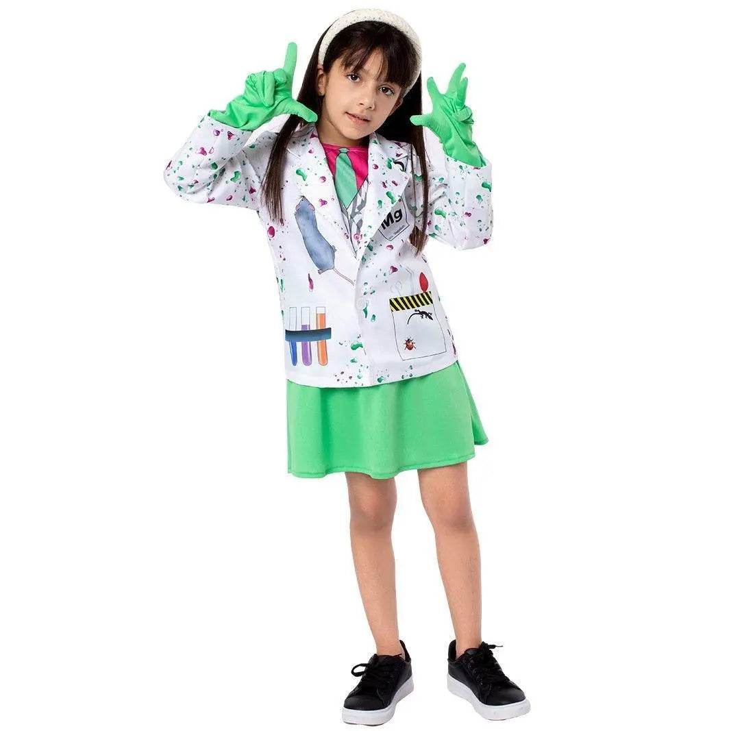 Kids Scientist Halloween Costume Funny Role Play Outfit for Girls' Stage Performances - Ecosfun