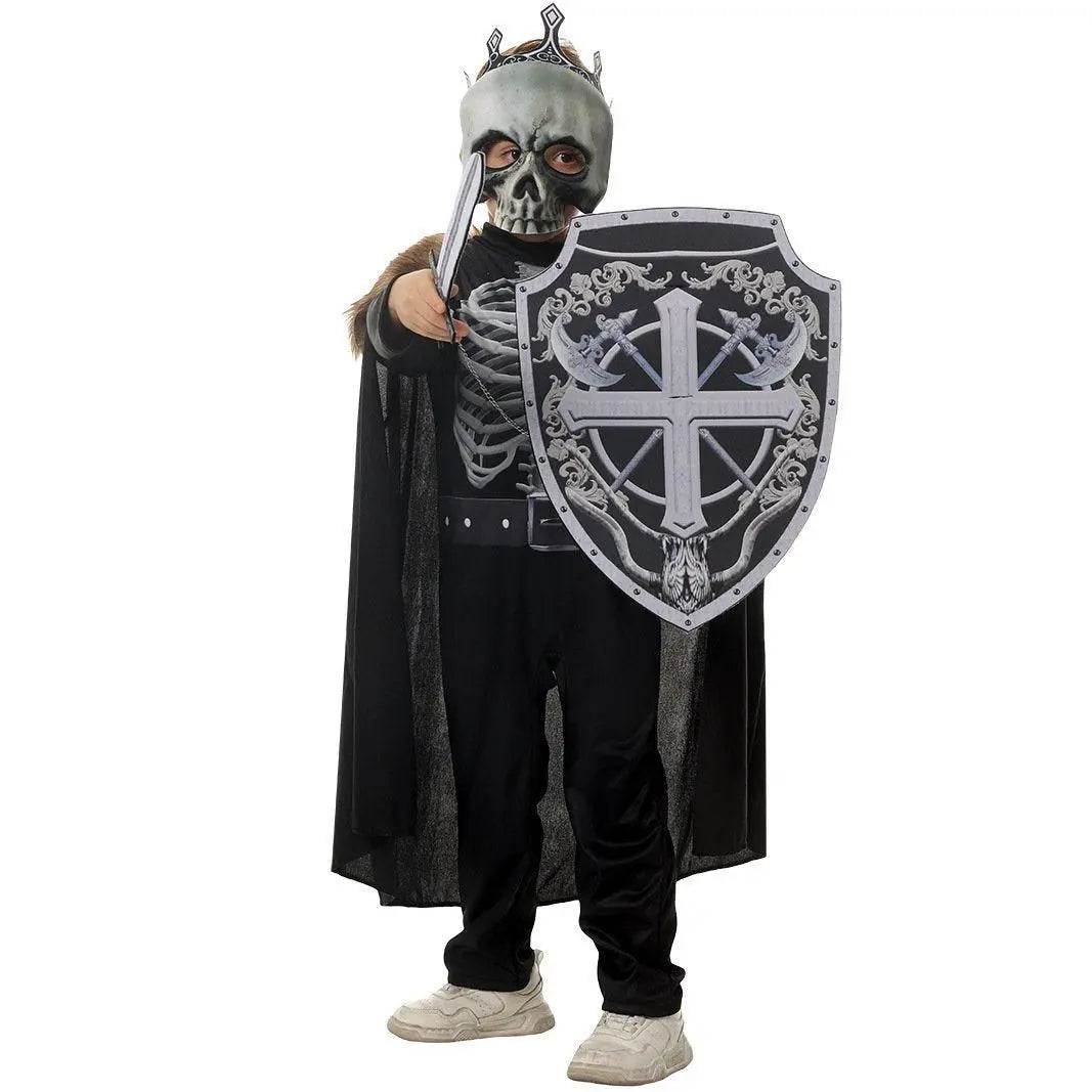 Kids Skeleton Knight Cosplay Costume Scary Halloween Kindergarten Stage Performance Outfit - Ecosfun