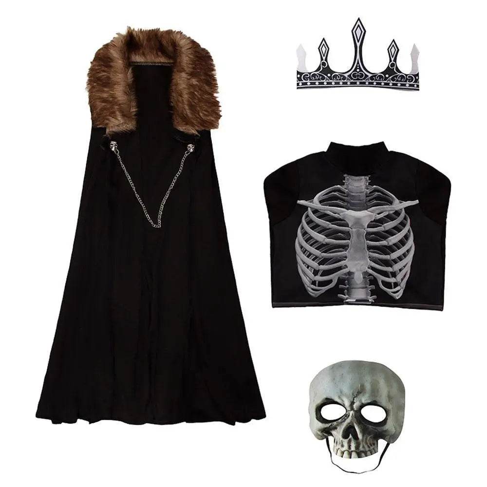 Kids Skeleton Knight Cosplay Costume Scary Halloween Kindergarten Stage Performance Outfit - Ecosfun