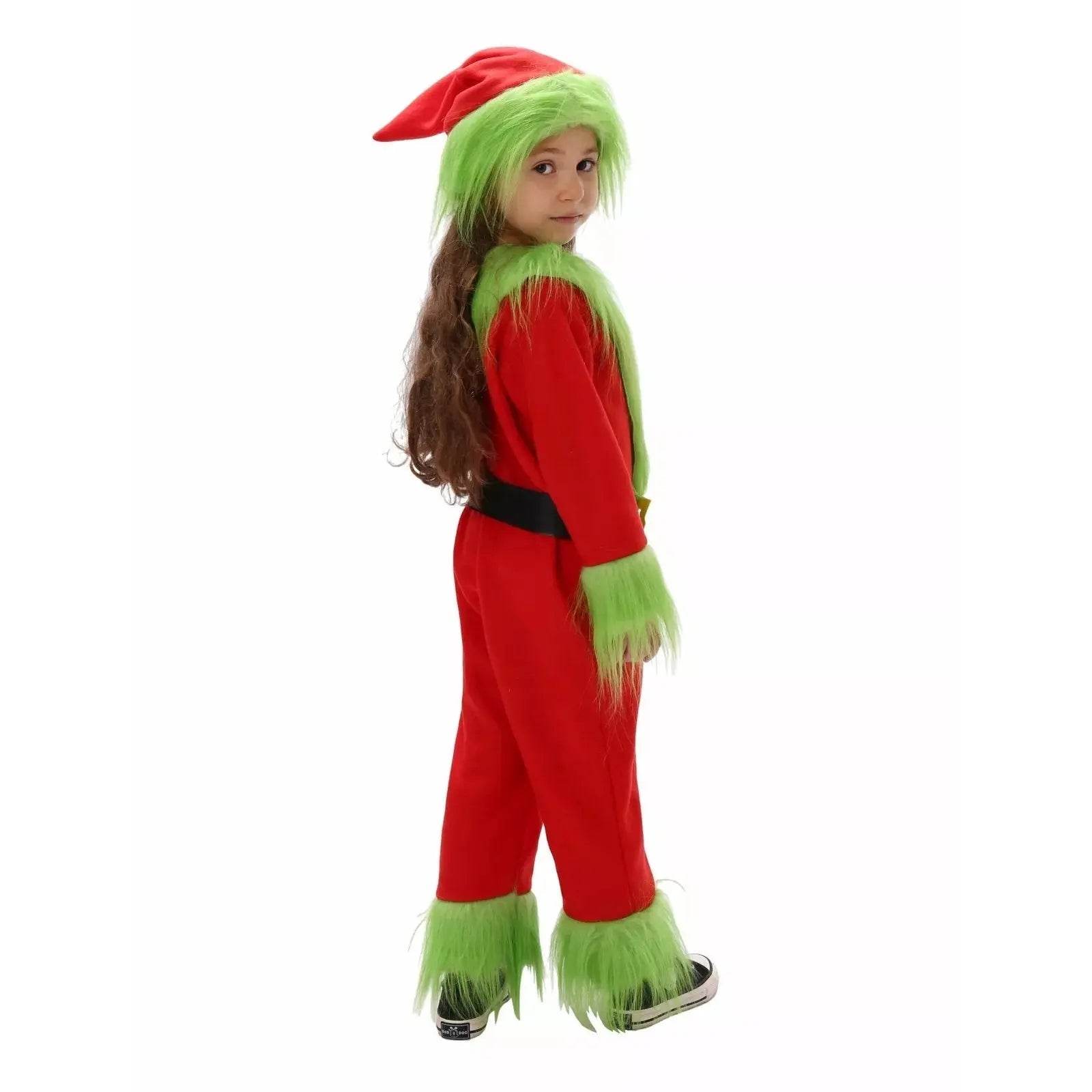 Kids The Grinch Christmas Costume Cosplay Jumpsuit Hat Belt Suit - Ecosfun