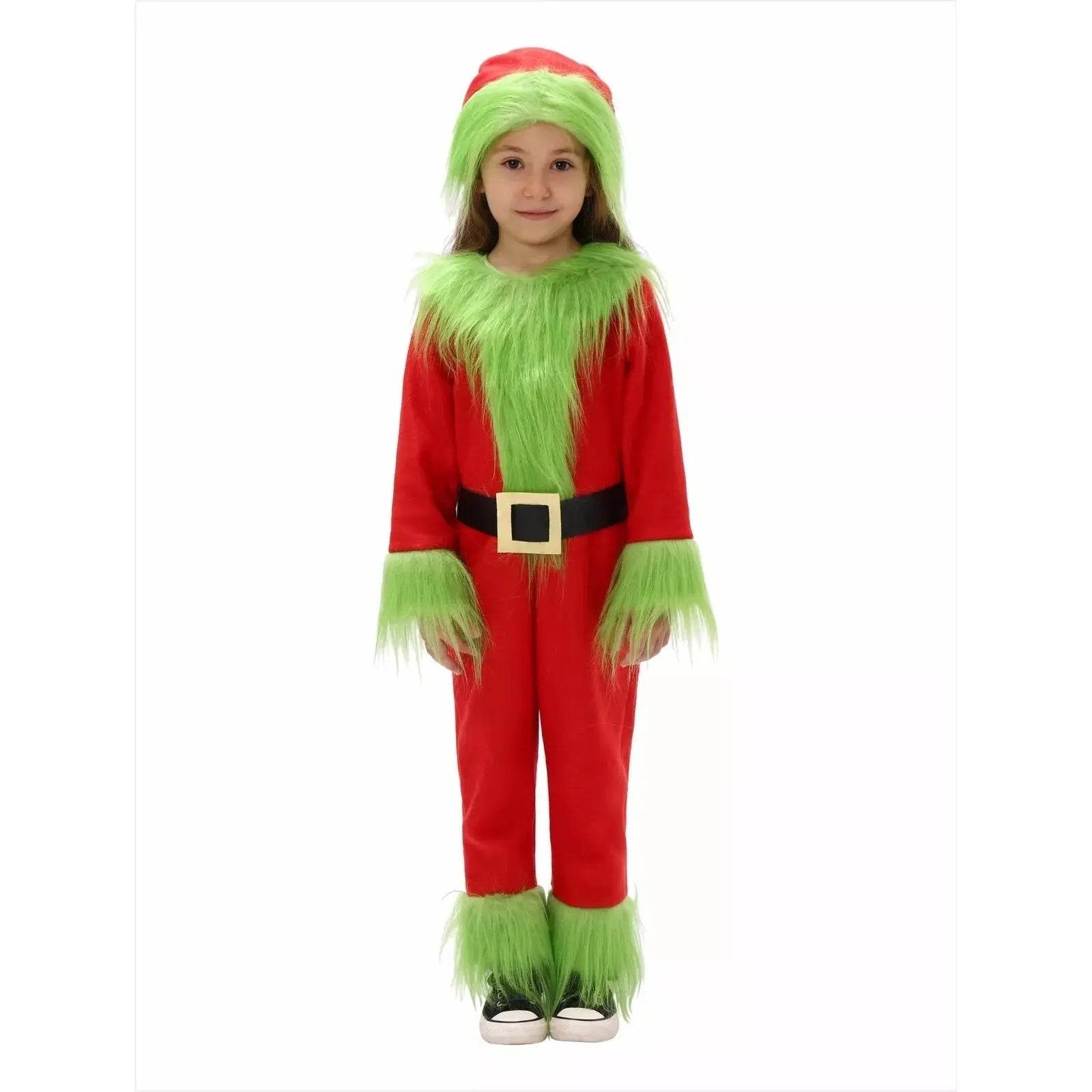 Kids The Grinch Christmas Costume Cosplay Jumpsuit Hat Belt Suit - Ecosfun