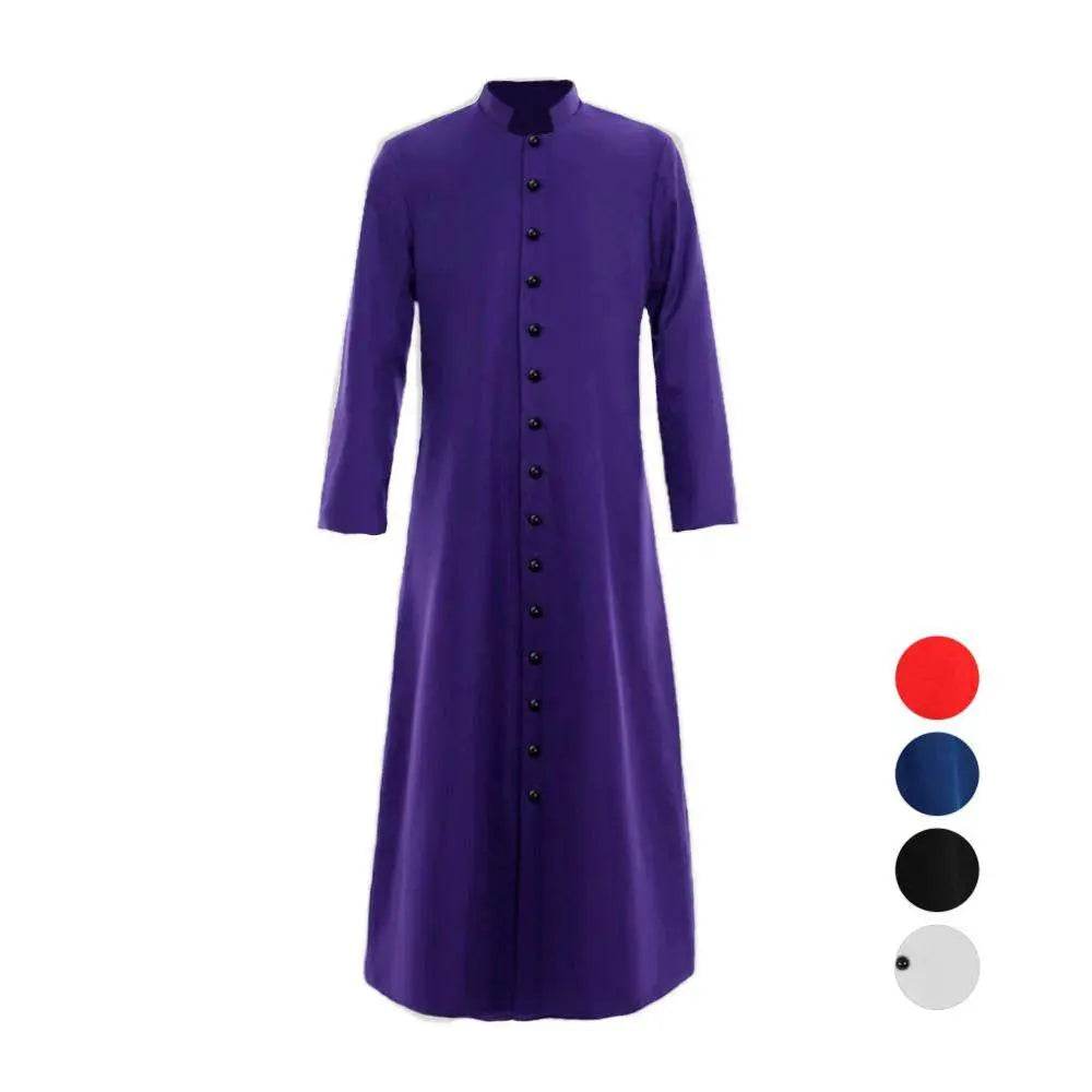 Men's Single Breasted Minister Choir Cassock Robe Costumes Party Performance - Ecosfun