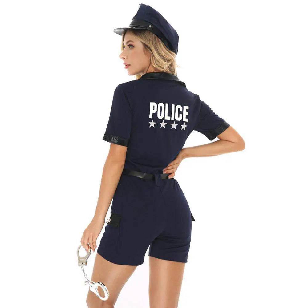 Policewoman Uniform Cosplay Costume jumpsuits onesies Clothing Cop Halloween Party Dress Up For Women - Ecosfun