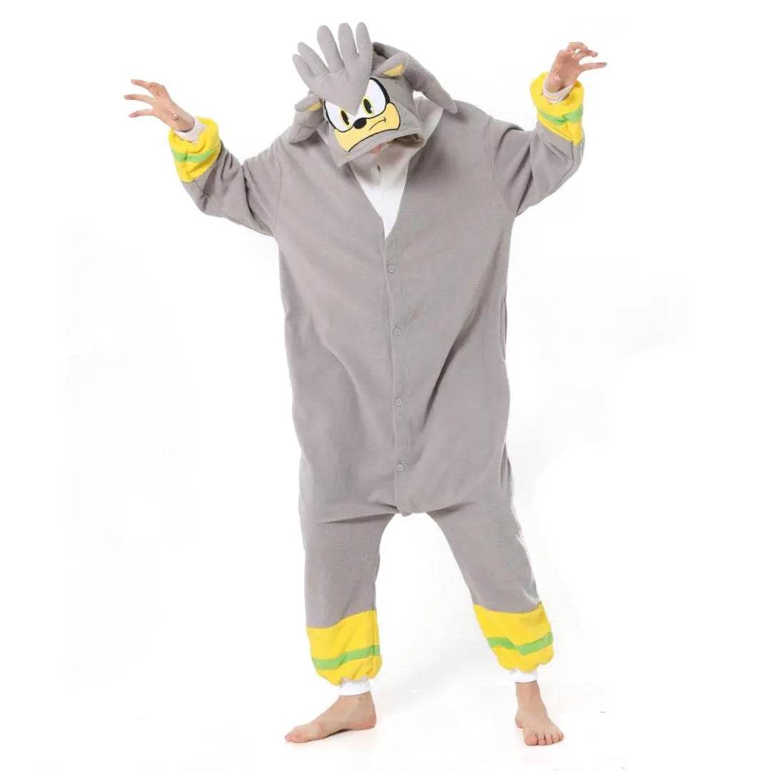 Silver the Hedgehog kigurumi onesies anime pajamas Costume - Ecosfun