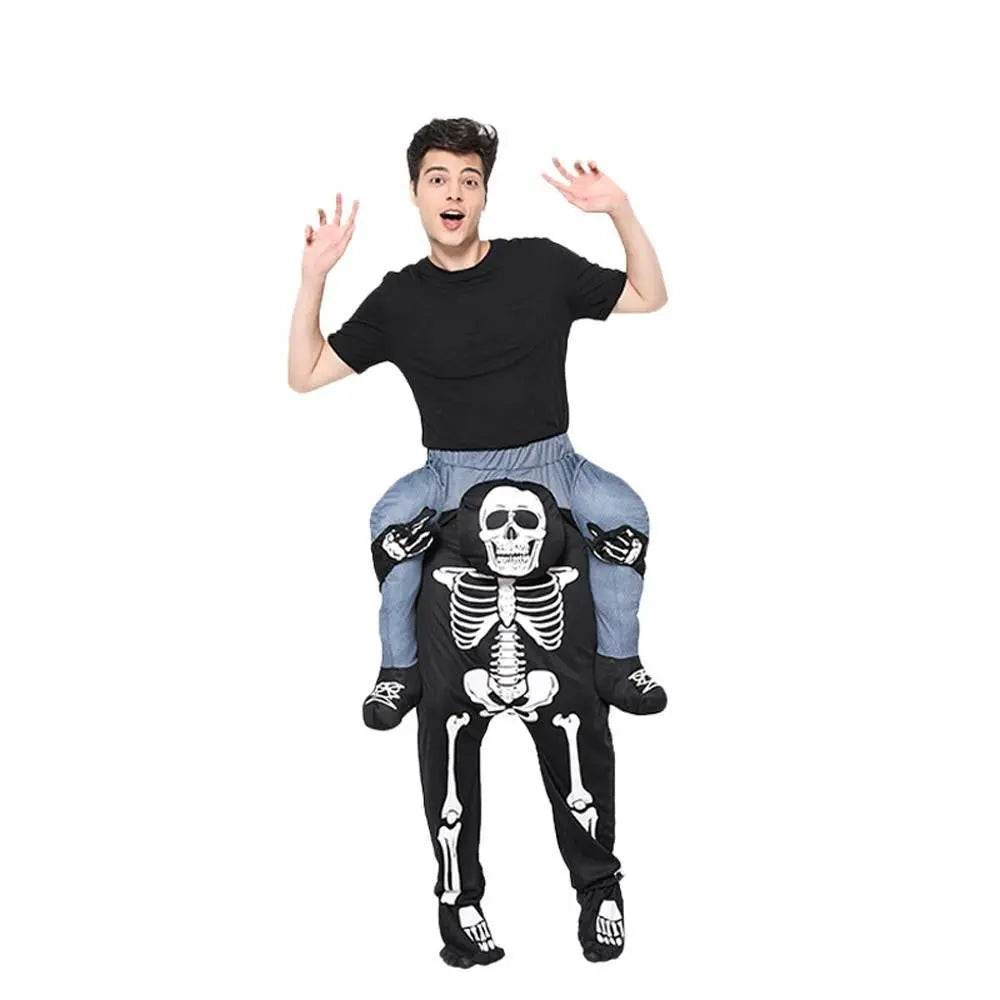 Skeleton Cosplay Costume Skull Shoulder Carry Halloween Party Stage Outfit Dress Up for Adults - Ecosfun