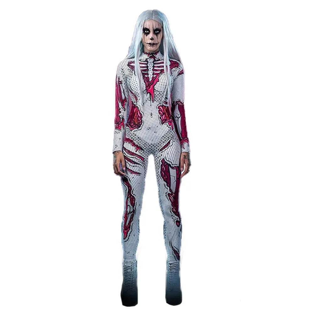 Skeleton Costumes Halloween Horror Zombie Cosplay Jumpsuit for Women's Carnival Bodysuit Adult Zentai - Ecosfun