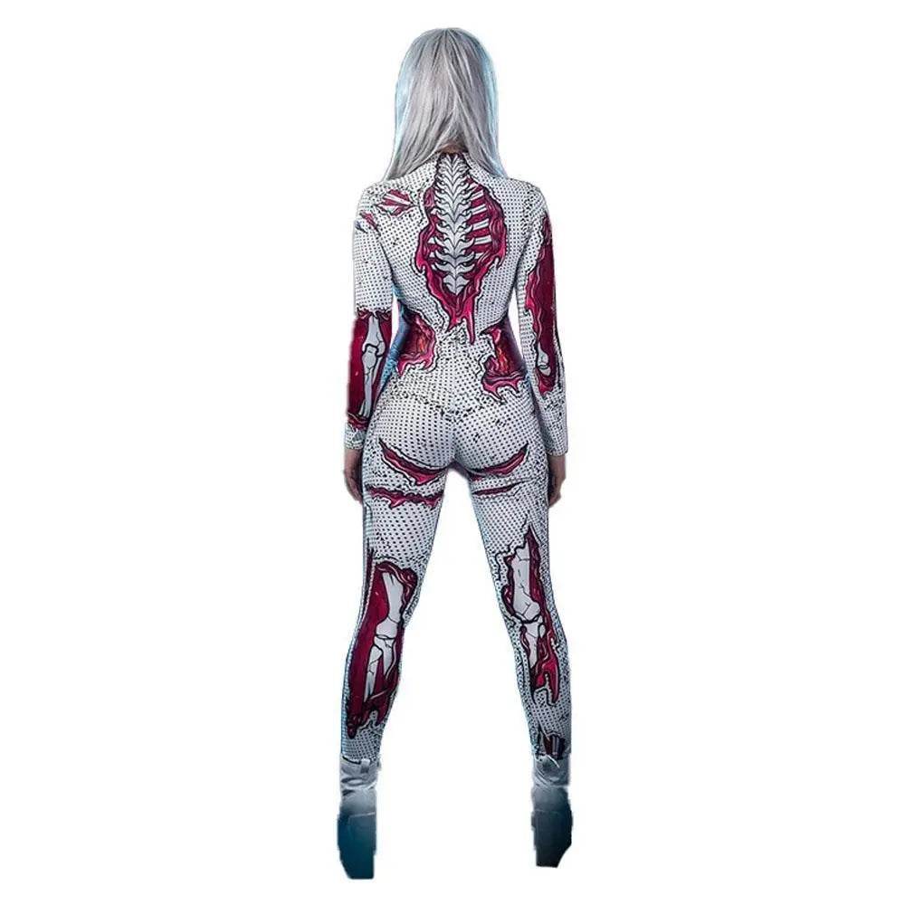 Skeleton Costumes Halloween Horror Zombie Cosplay Jumpsuit for Women's Carnival Bodysuit Adult Zentai - Ecosfun