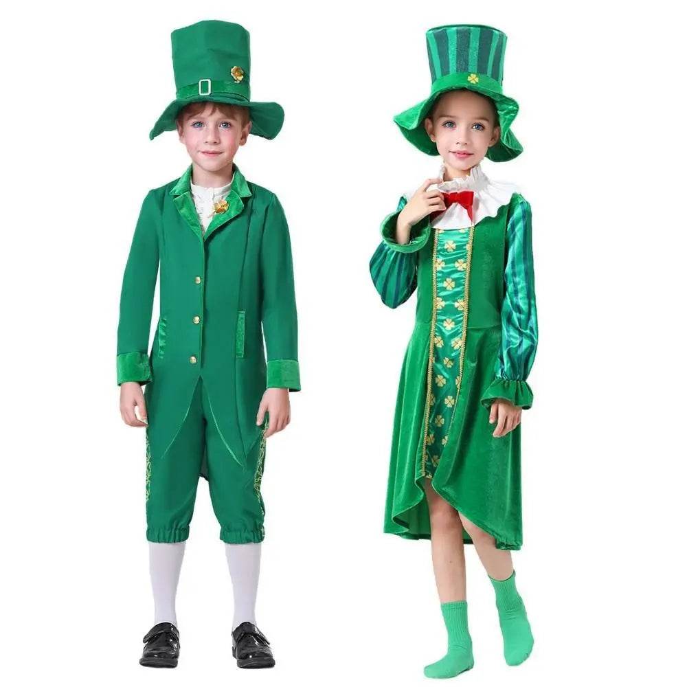 St Patrick's Day Kids Green Dress Party Cosplay Costume Carnival Suit - Ecosfun
