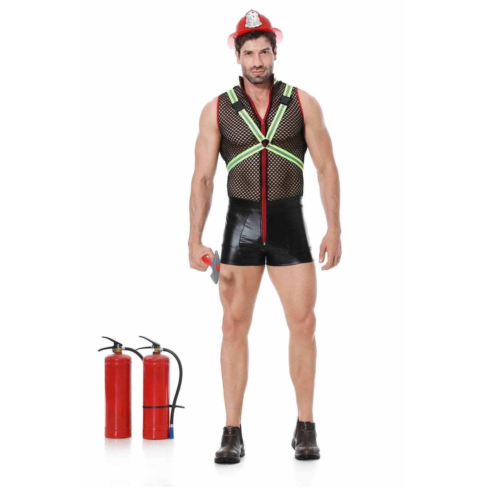 Stag Do Party Fancy Dress Firemen Costume Outfit for Men Clubwear Party - Ecosfun