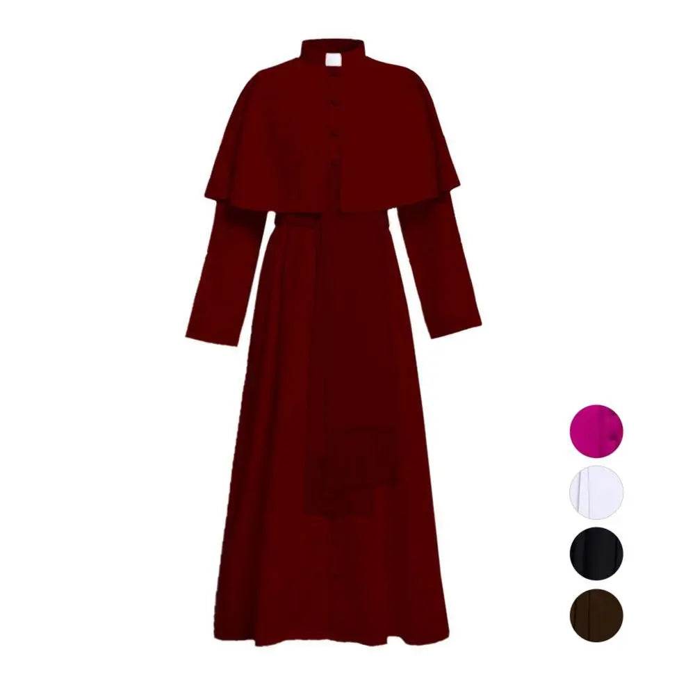 Unisex Men Solid Long Father Vicar Fancy Medieval Priest Costumes Cosplay Party Props - Ecosfun