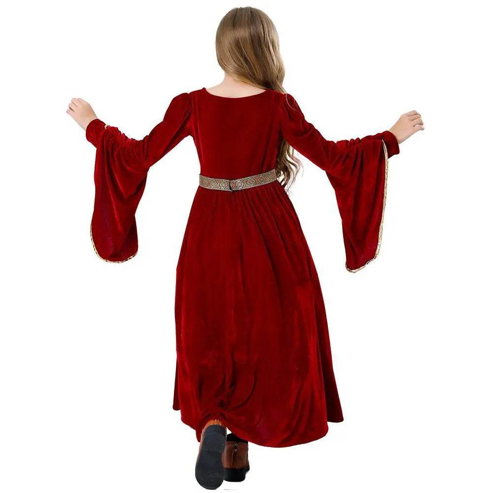 Vintage Court Ball Trumpet Sleeves Dress Outfits Halloween Carnival Cosplay Costume For Kids - Ecosfun