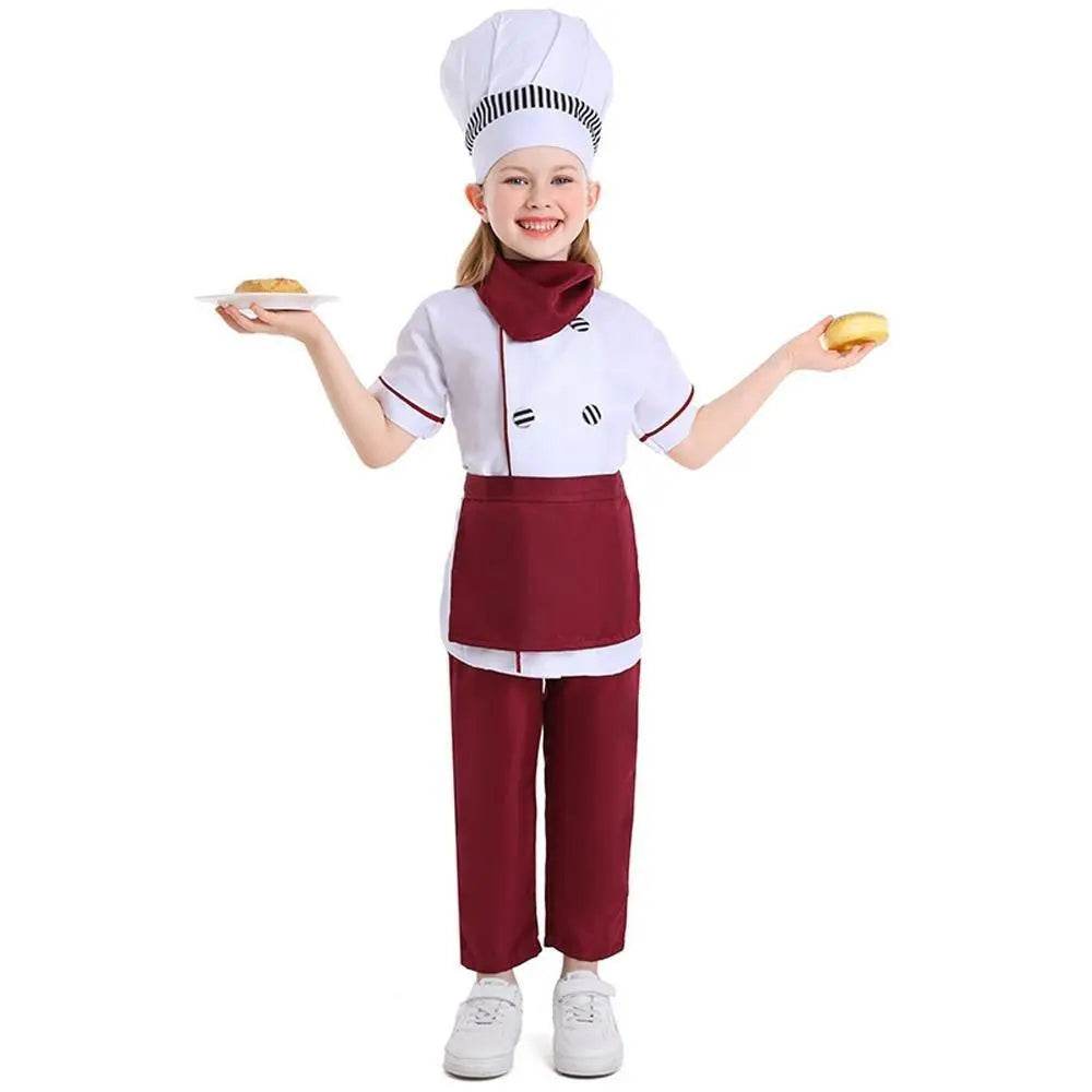 Western pastry chef costume for Kids Apron and Hat Set Cooking Baking - Ecosfun
