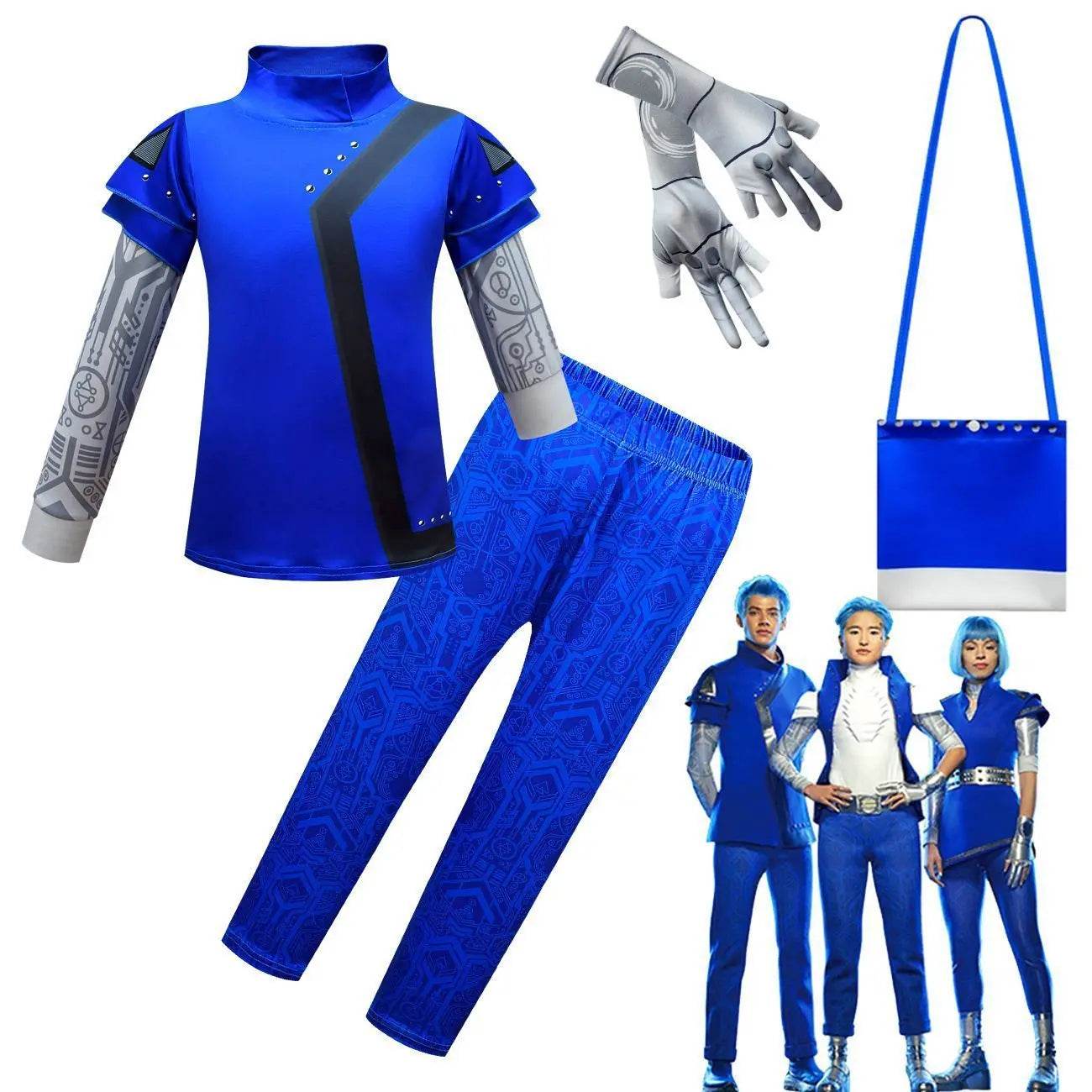 Zombies 3 Blue Cosplay Costume two piece set Bodysuit Outfits for kids - Ecosfun