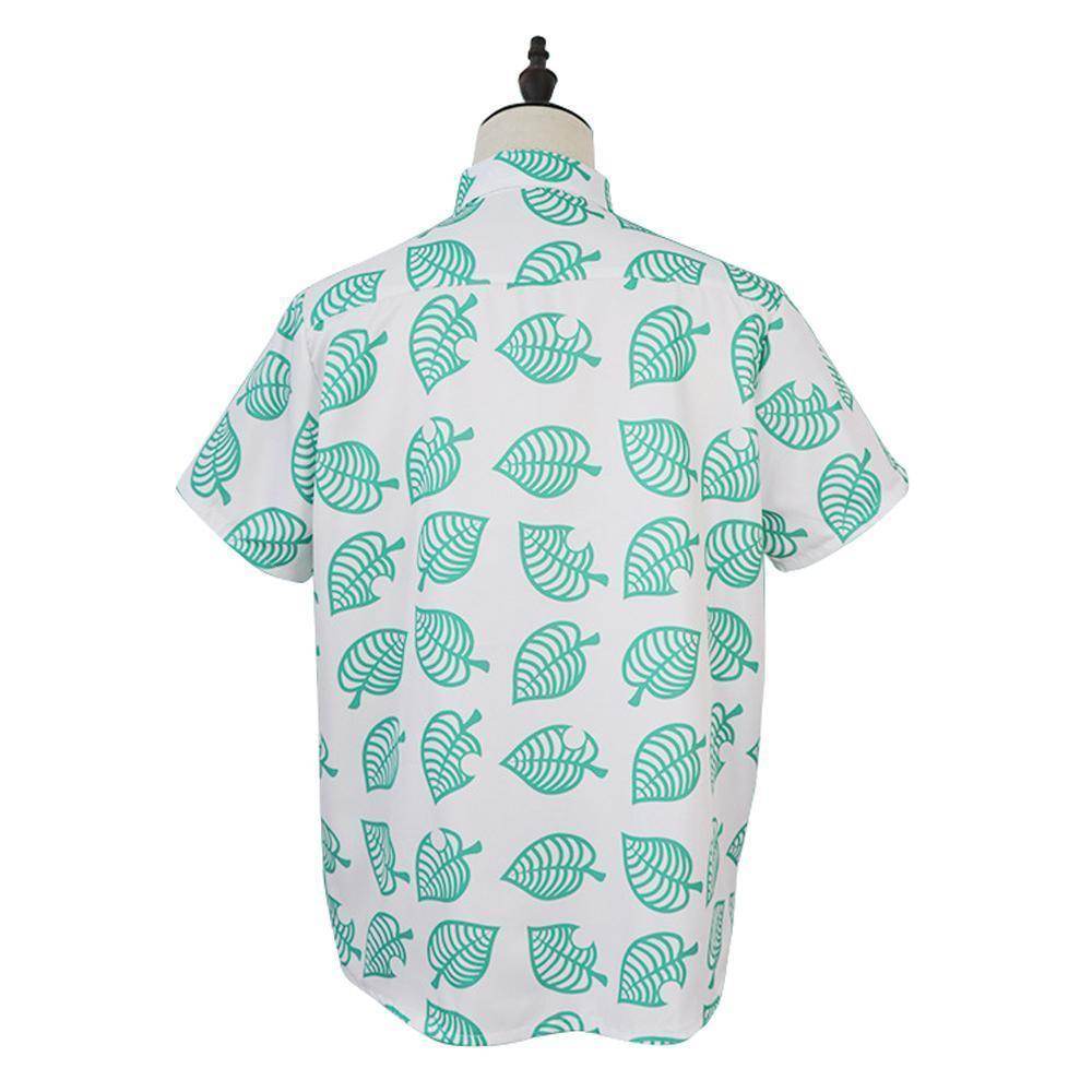 Animal Crossing Button Up Shirt Costume Cosplay Leaf Tee Shirts Top Halloween Outfit Dress Up For Adults - Ecosfun