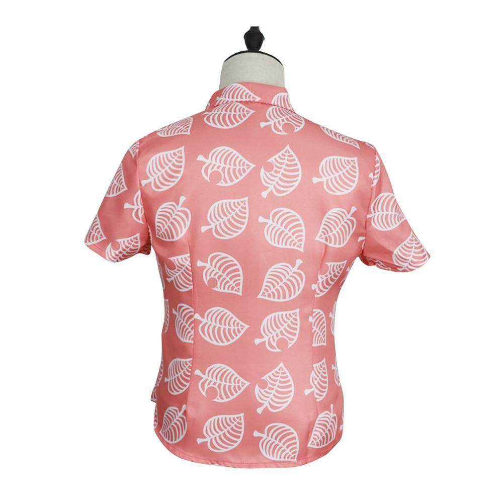 Animal Crossing Button Up Shirt Costume Cosplay Leaf Tee Shirts Top Halloween Outfit Dress Up For Adults - Ecosfun