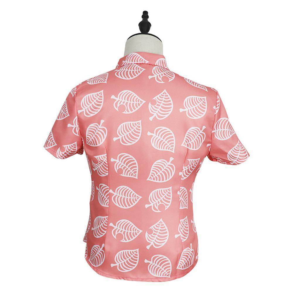 Animal Crossing Button Up Shirt Costume Cosplay Leaf Tee Shirts Top Halloween Outfit Dress Up For Adults - Ecosfun
