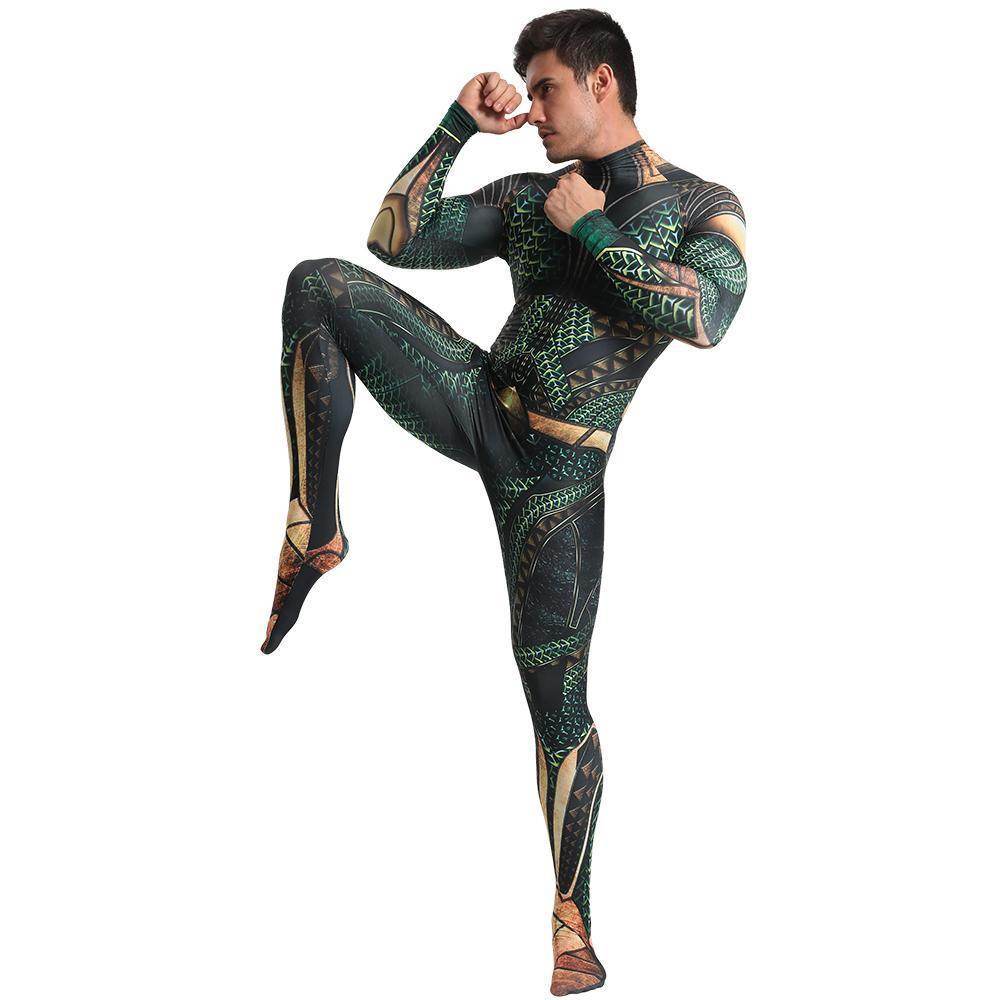 Aquaman Arthur Cosplay Zentai Jumpsuit Halloween Fancy Cosplay Costume - Ecosfun