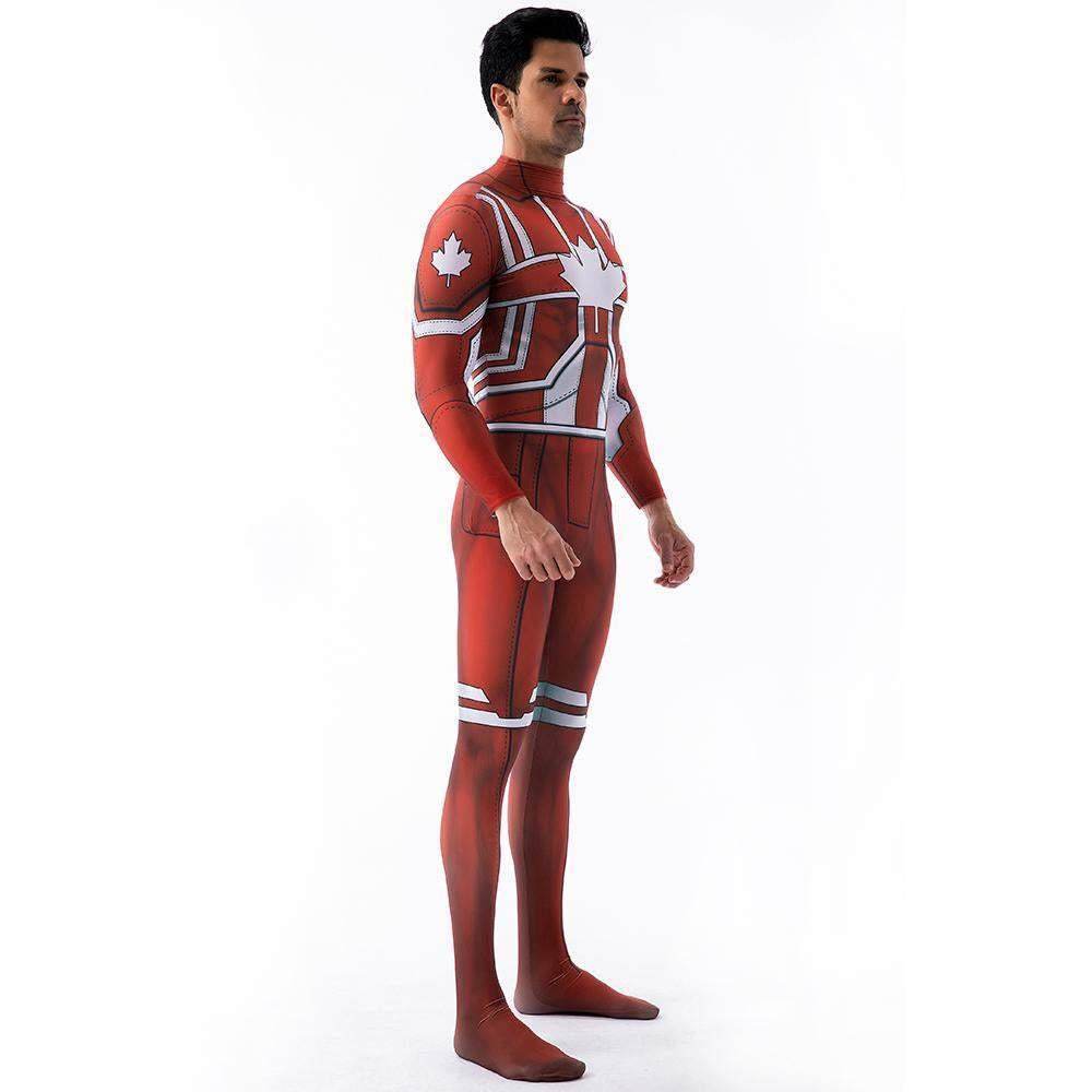 Captain Canuck Cosplay Costumes Jumpsuit Superhero Halloween Tights Zentai For Adult Kids - Ecosfun