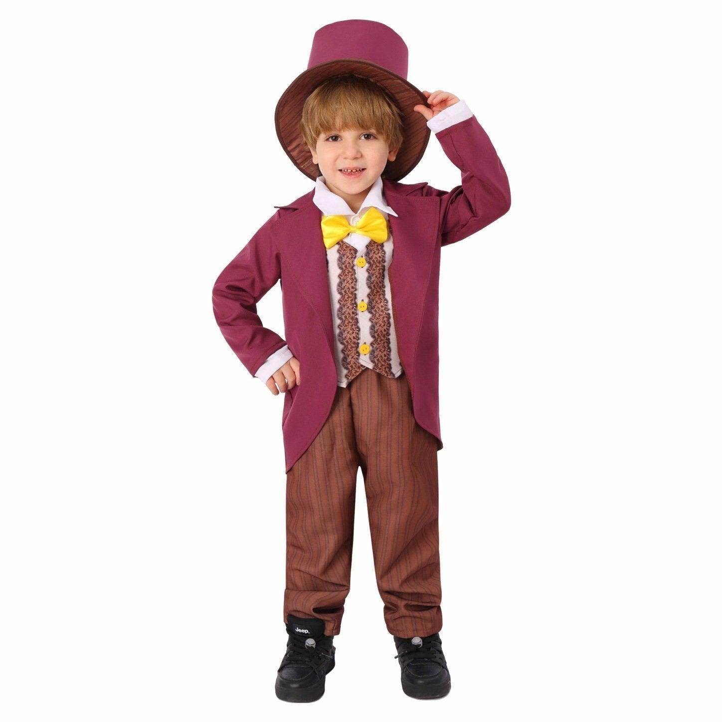 Chocolate Willy Wonka Movie Purple Kids Party Suit Cosplay Costumes Halloween - Ecosfun