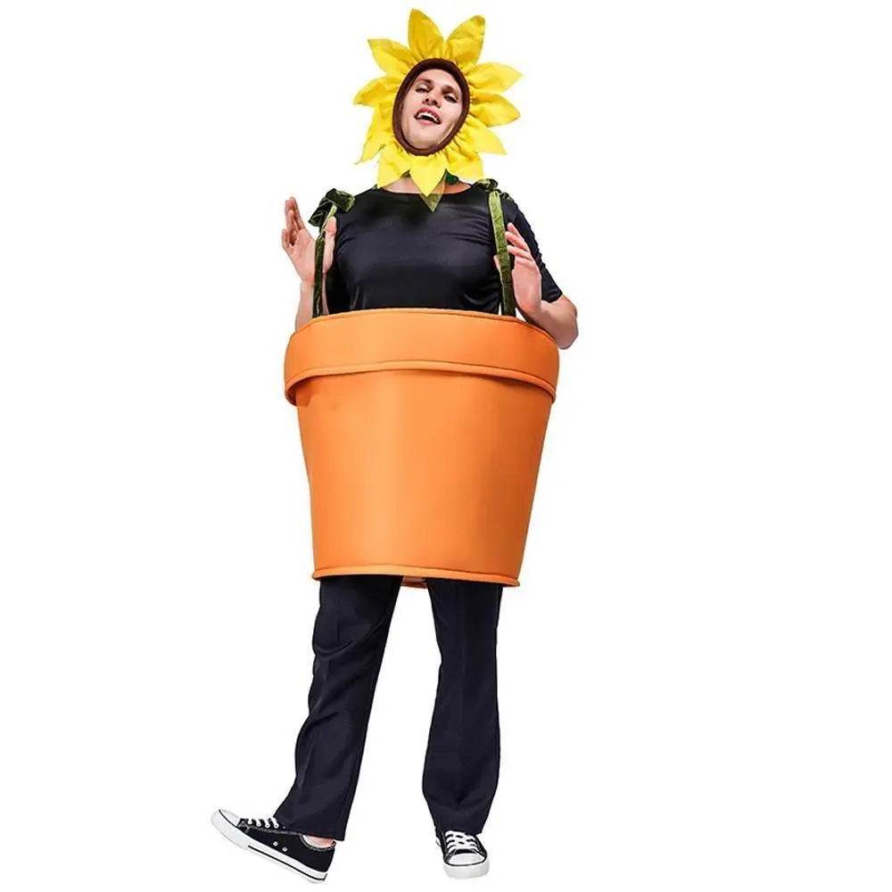 funny sun flower potted plant Festival Performance Stage Cosplay Costume for Adult - Ecosfun