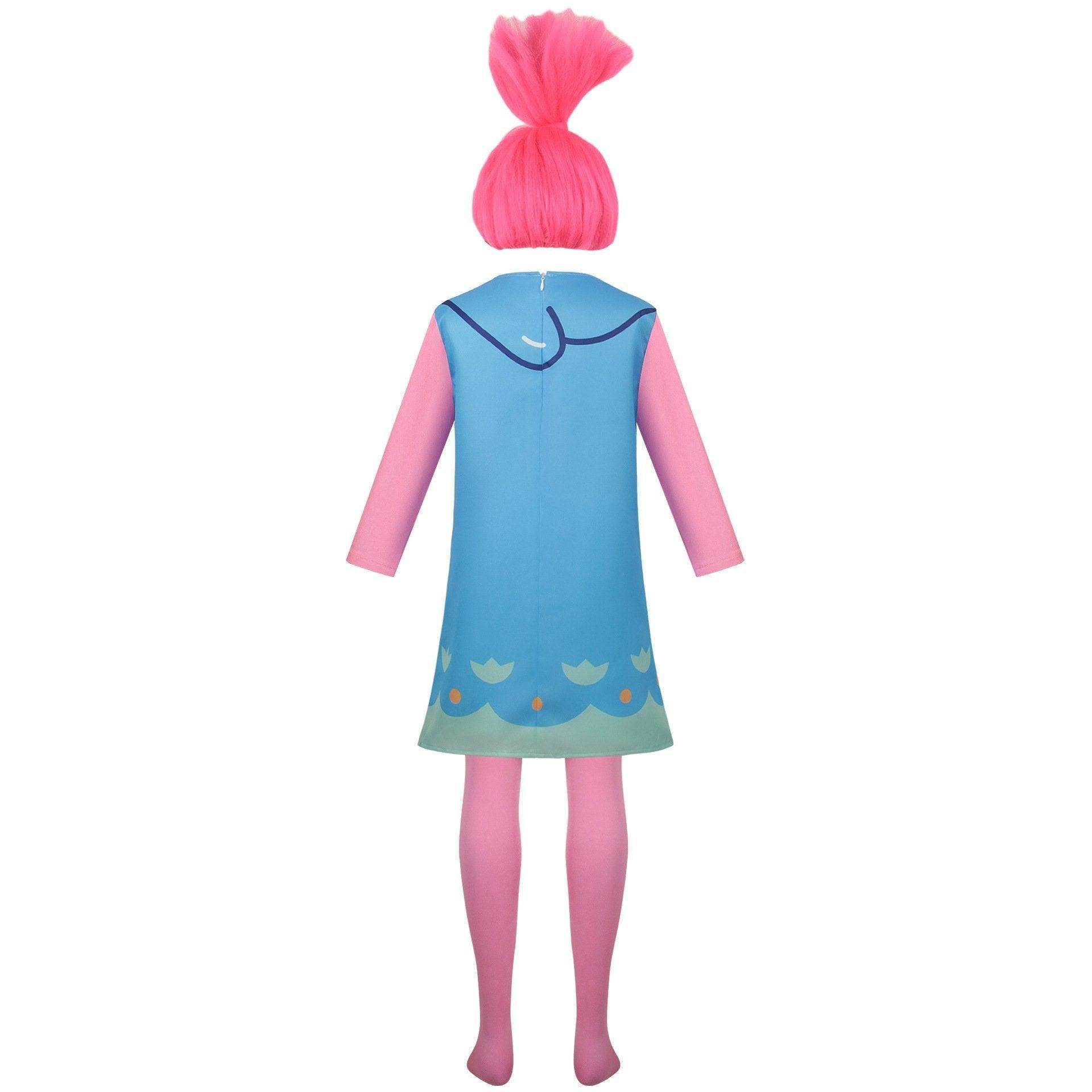 Girl Poppy Dress And Boy Branch Costume Wig Trolls 2 World Tour Cosplay For Kids Adult - Ecosfun