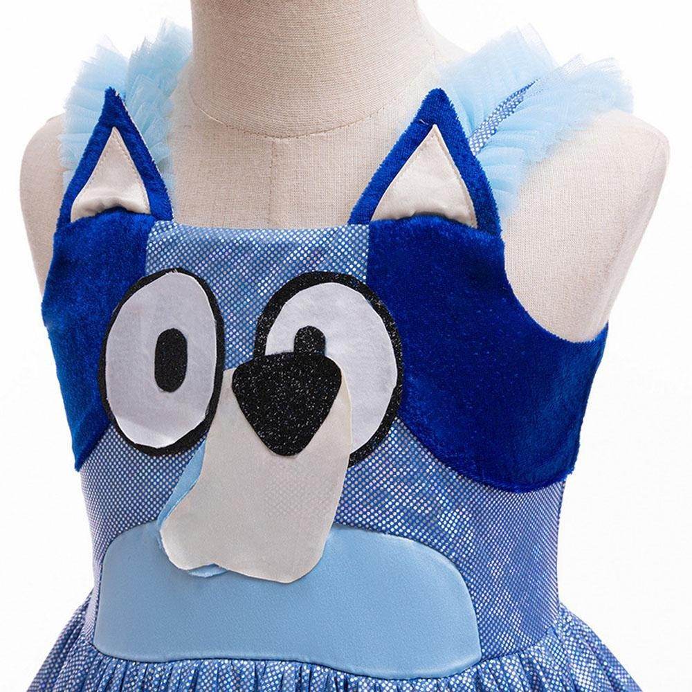 Girls' Bluey Princess Dress Costume Cartoon Print Cosplay Tutu for Kids - Ecosfun