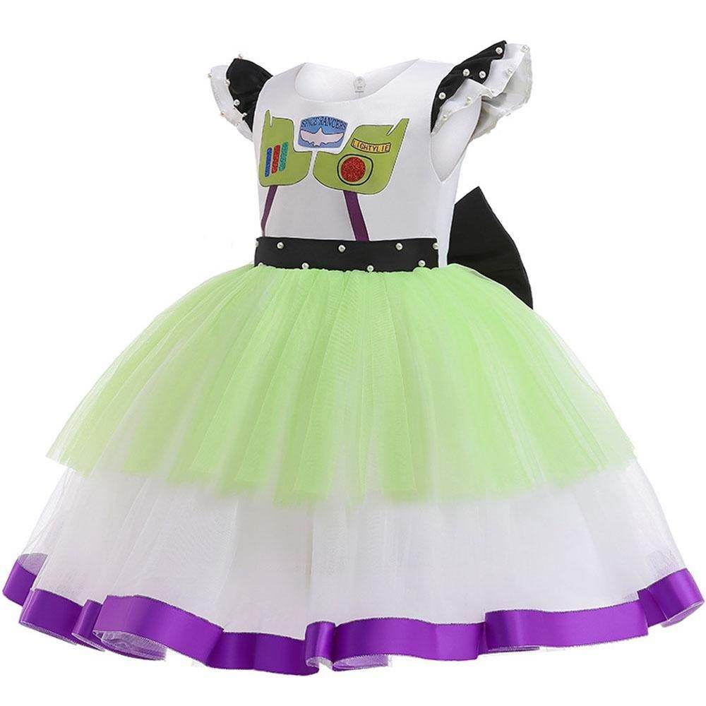 Girls' Buzz Lightyear Princess Dress Beaded Patchwork Party Gown - Ecosfun