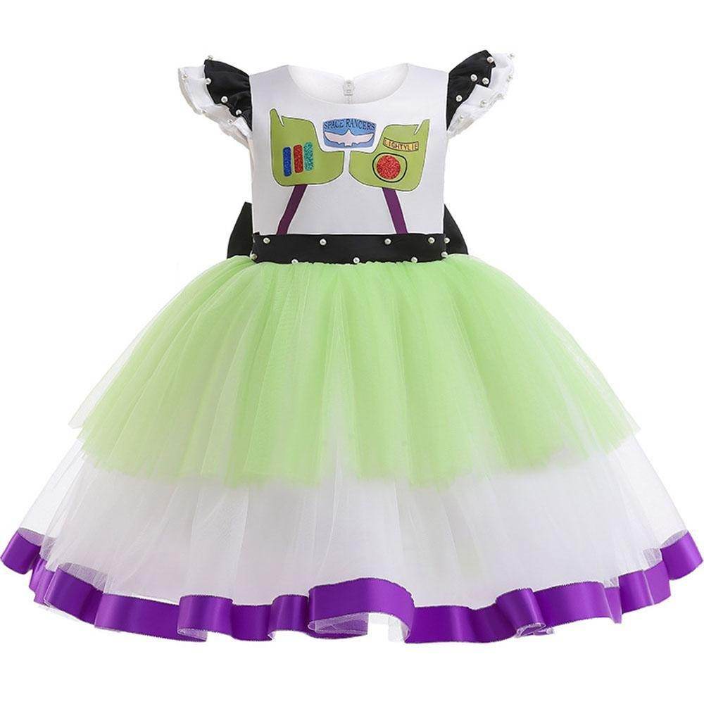 Girls' Buzz Lightyear Princess Dress Beaded Patchwork Party Gown - Ecosfun