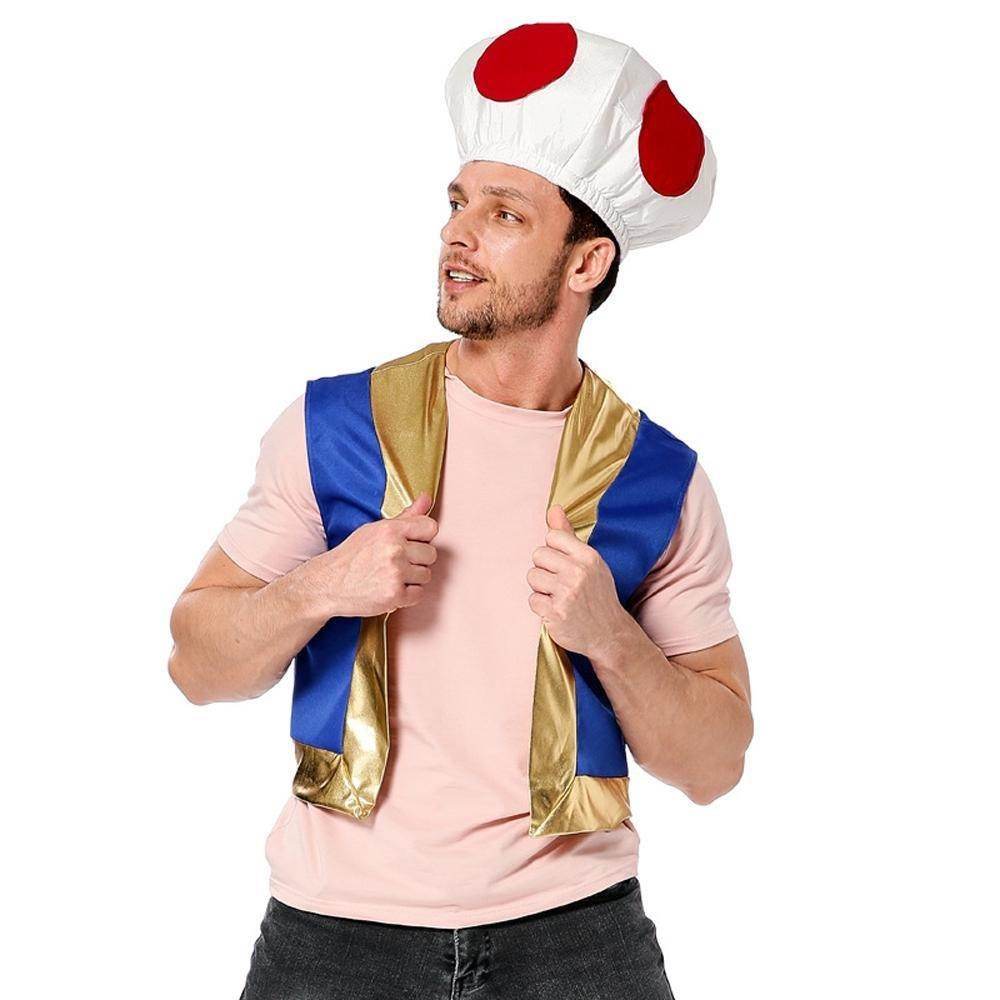 Halloween Mushroom Kingdom Red Dot Mushroom Head Captain Chino Acting Prop Costume - Ecosfun