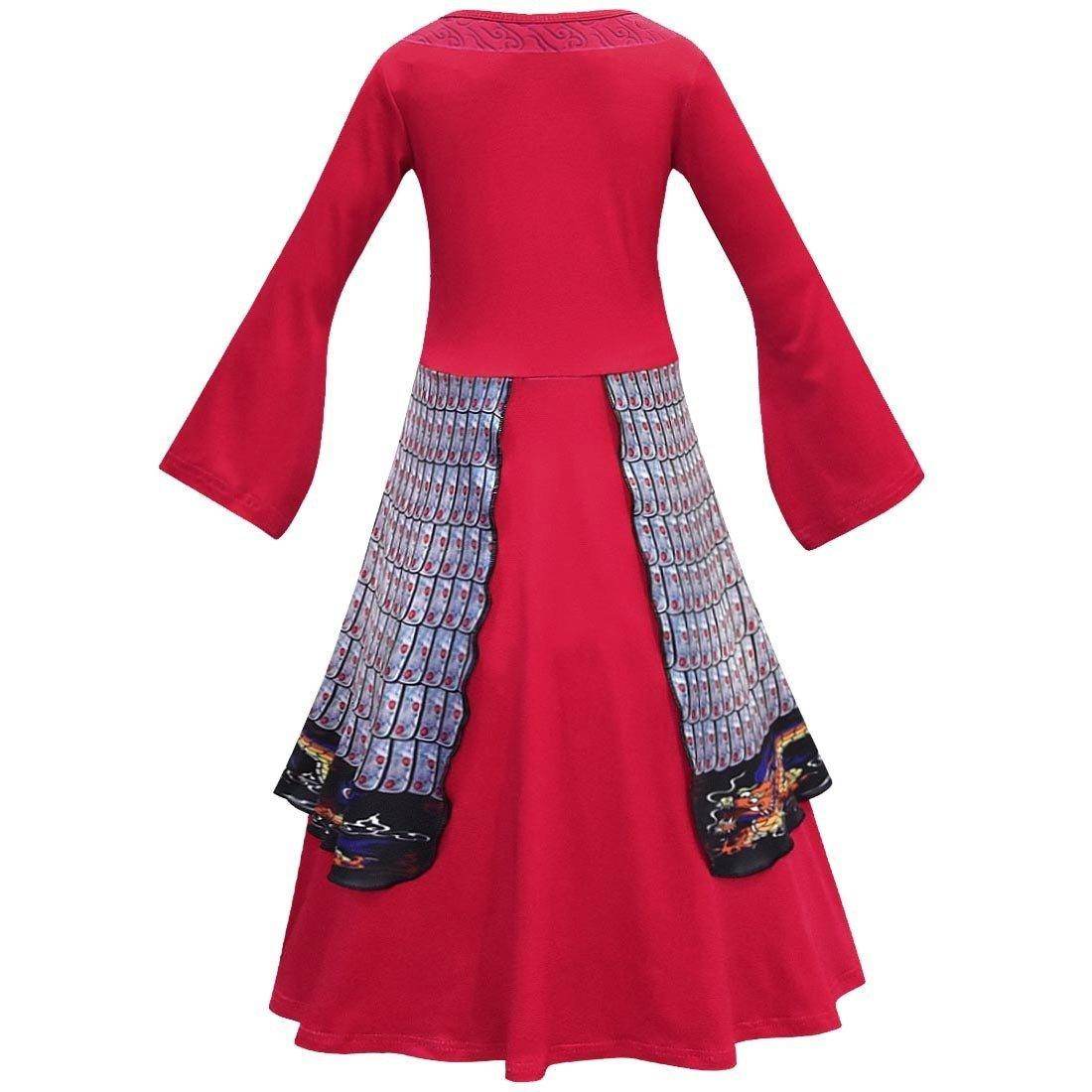 Hua Mulan Dress for girls Costumes Cosplay Heroine Movie Halloween Kids Party Dress - Ecosfun