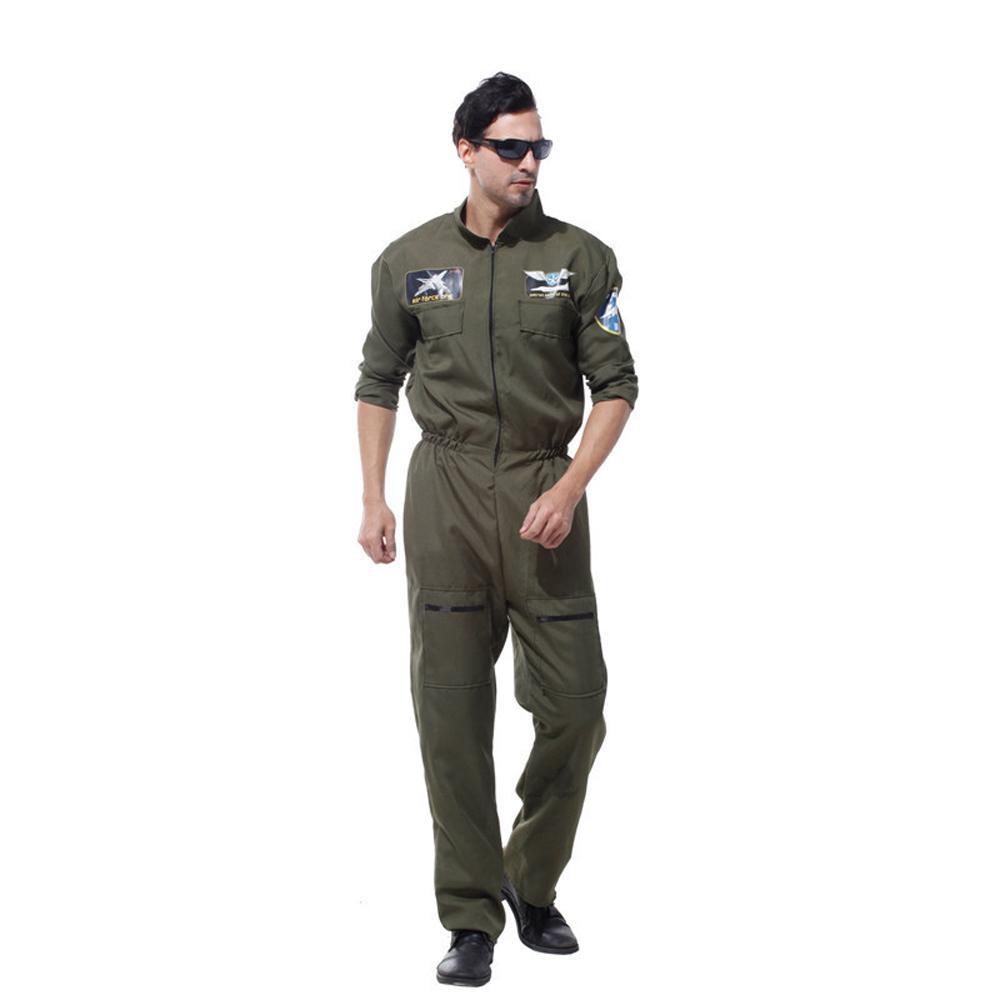 Combinaison Top Gun pour homme Costume adulte de saut Combinaison de vol Uniforme de pilote aviateur