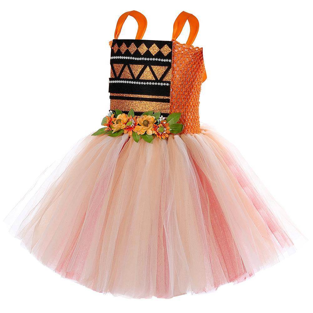 Movie Moana Princess Dress Sweet Flower Fairy dress party runway dress - Ecosfun