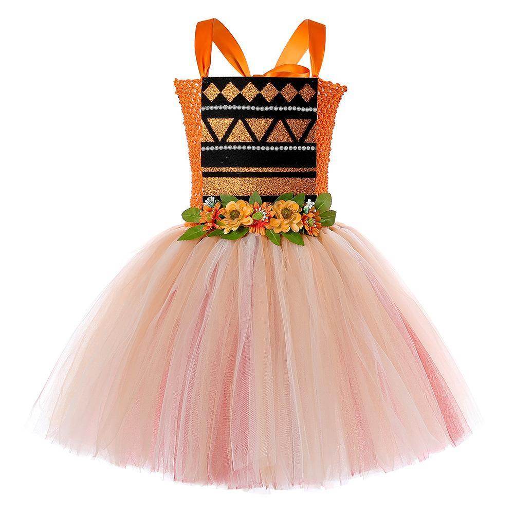 Movie Moana Princess Dress Sweet Flower Fairy dress party runway dress - Ecosfun