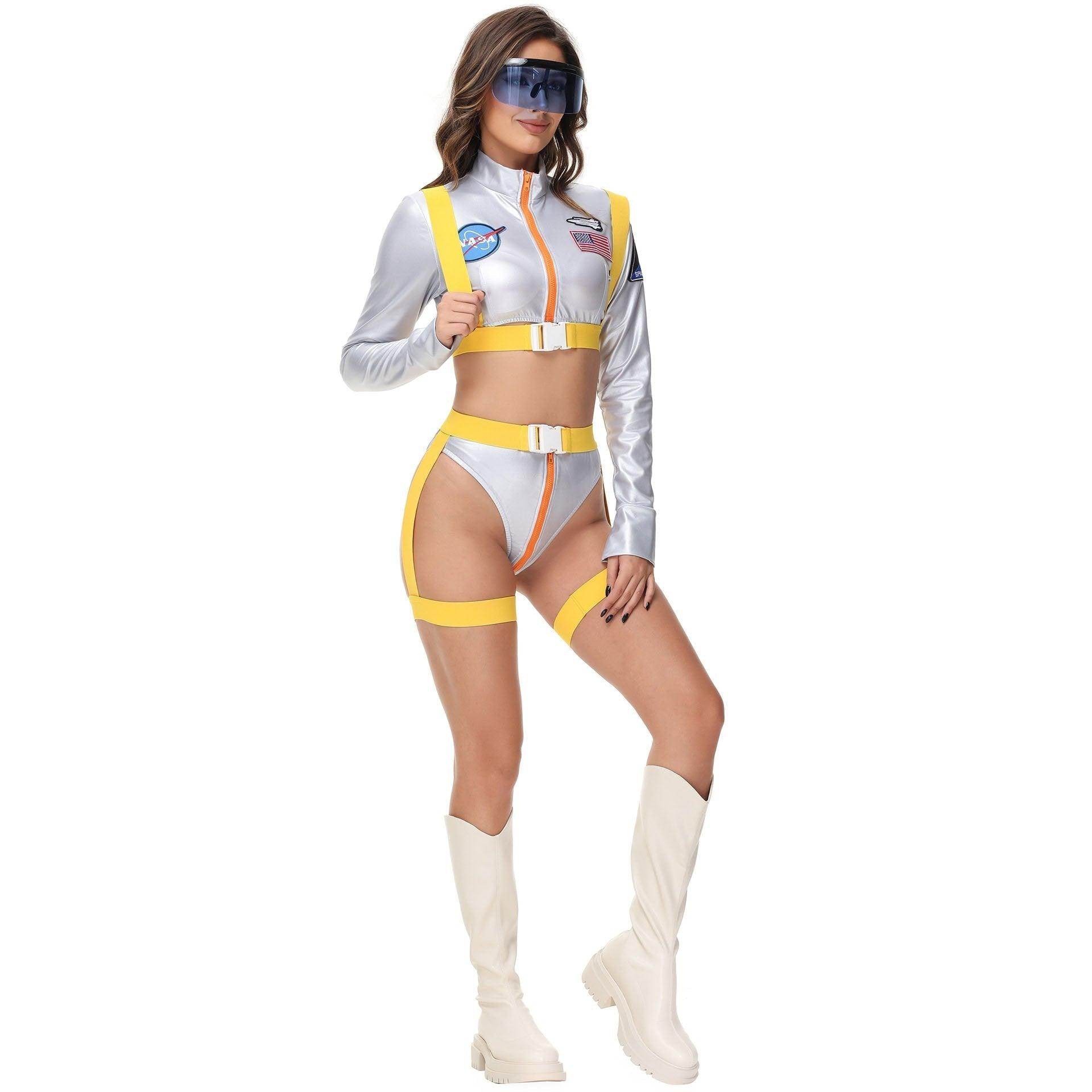Nightclub Fun Gold Stamped Space Suit Astronaut Female Costume Music Festival Halloween - Ecosfun