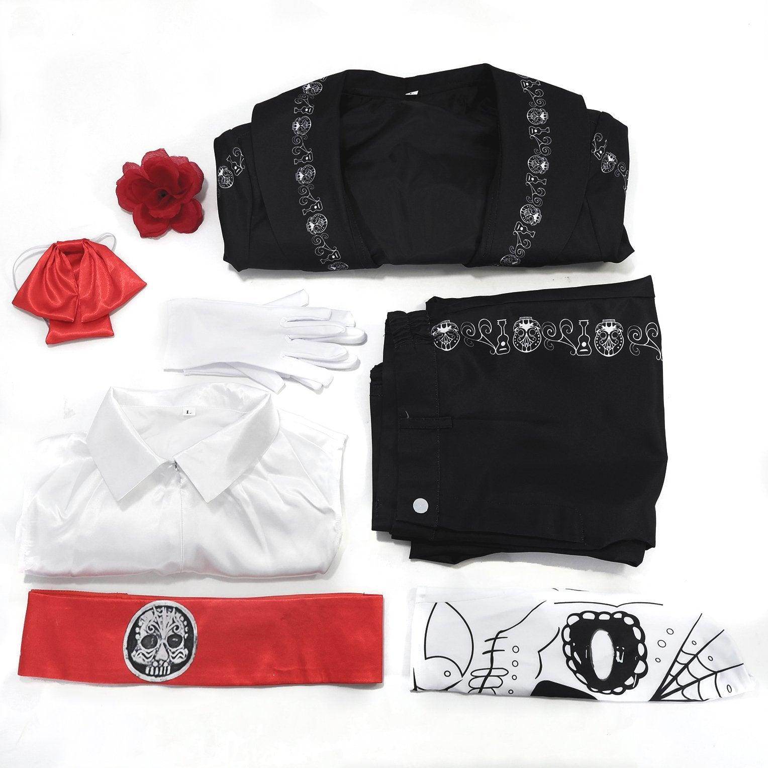 Scary Skeleton Suit - Black and White Halloween Pants and Jacket business suit cosplay - Ecosfun