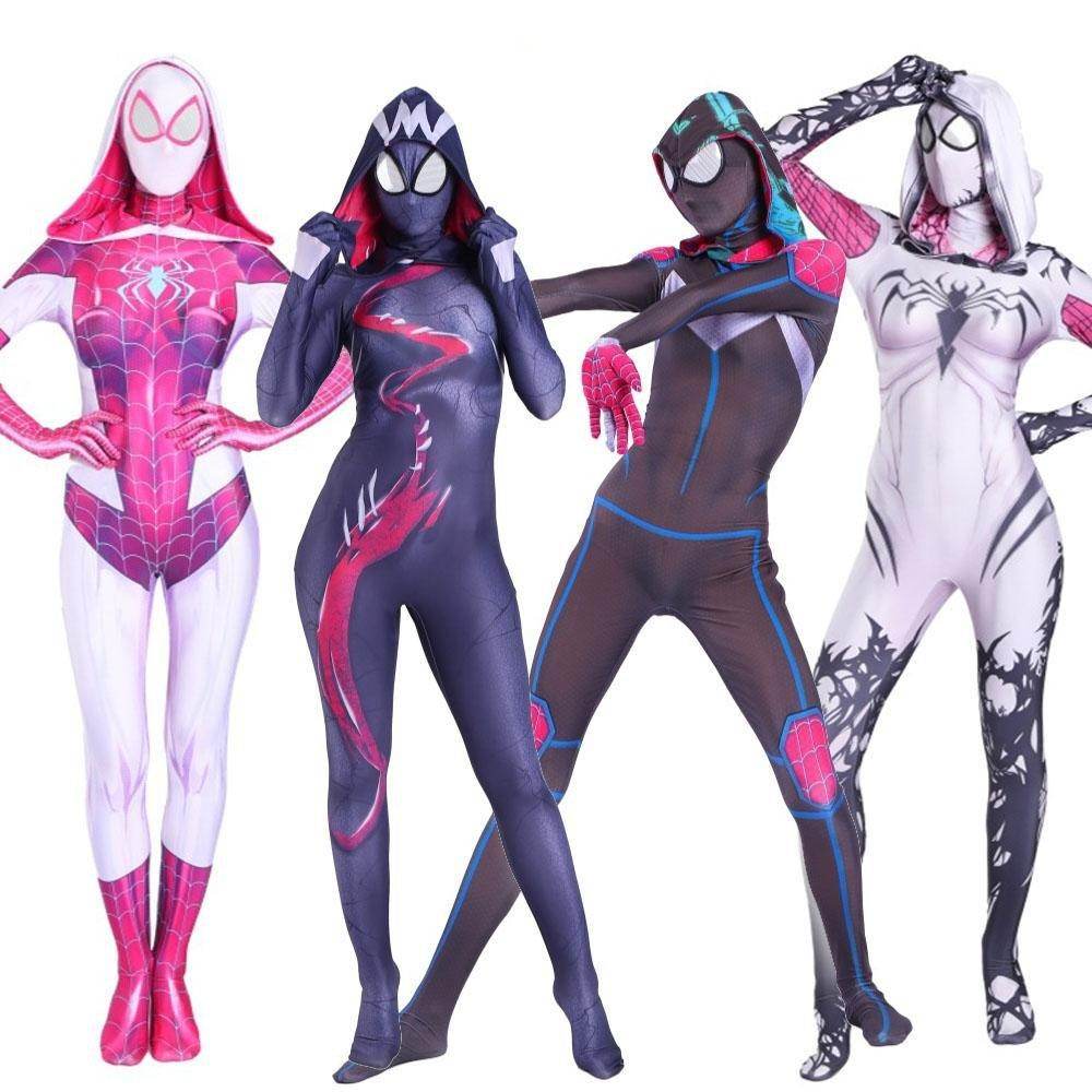 Spider-man Gwen Stacy Costume Zentai Jumpsuit Bodysuit Adult Kids - Ecosfun