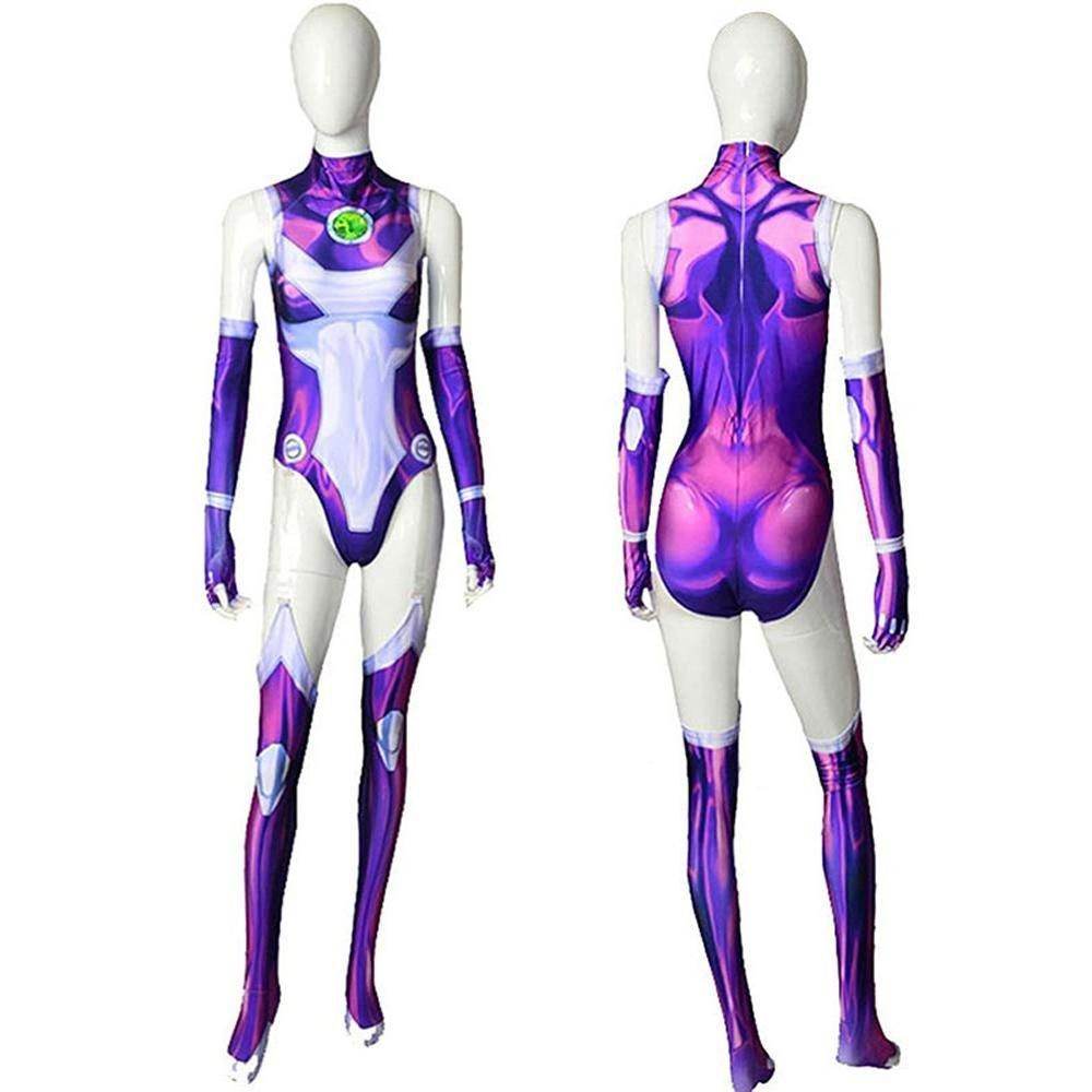 Starfire Jumpsuit Zentai Cosplay Costume Halloween Carnival Suit For Adults - Ecosfun