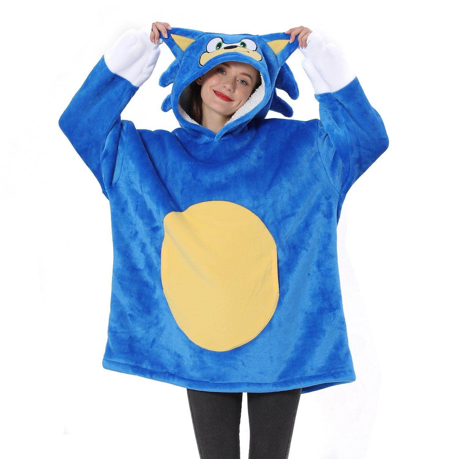 The Hedgehog Sonic Sonic Keep Warm Costume Cozy Cartoon Lazy TV Blanket - Ecosfun