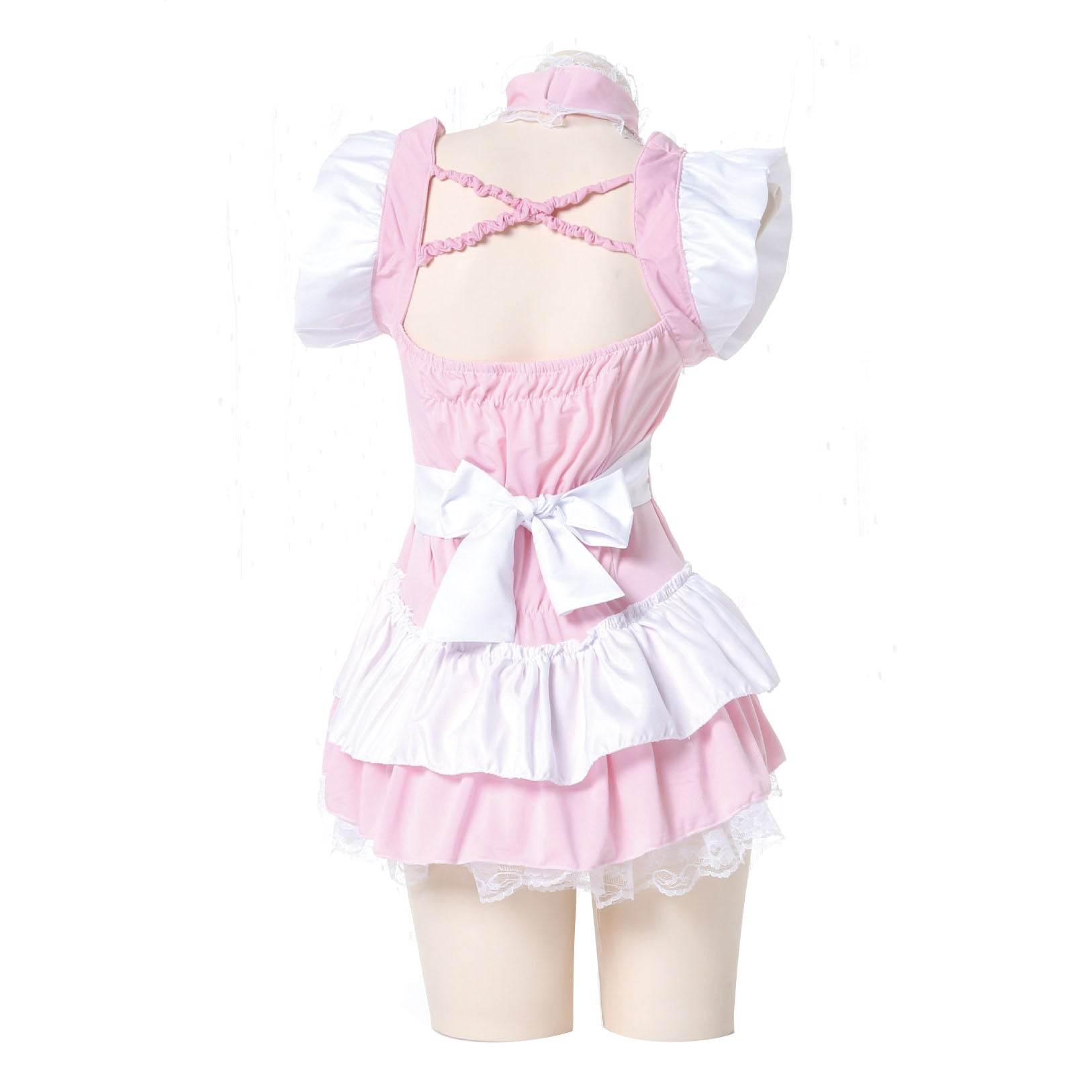 Pink Maid Uniform Role Play Sexy Performance Stage Costume - Ecosfun