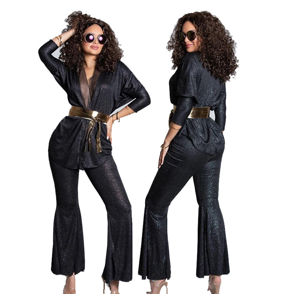 Hip Hop Rock Hippie 70s Costumes Cosplay Halloween Carnival Jumpsuit Female