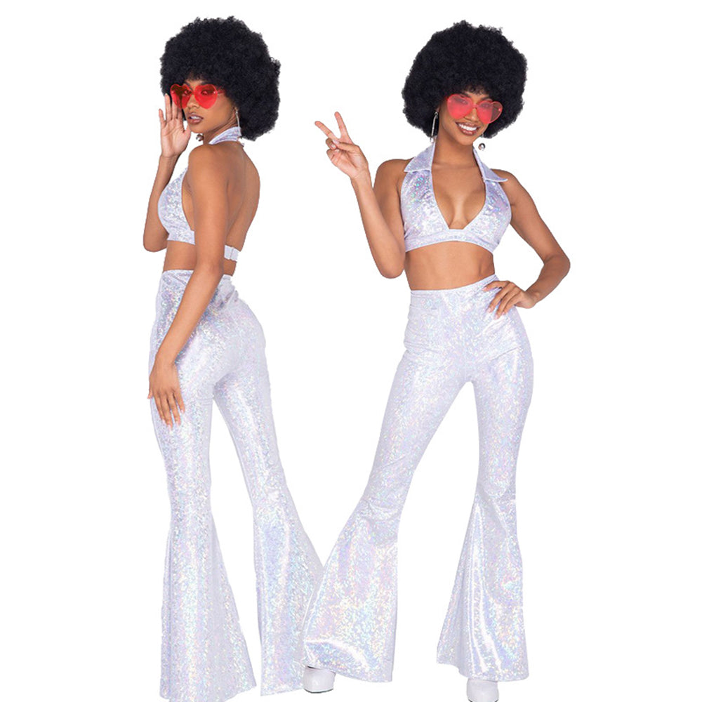 Hip Hop Rock Hippie 70s Costumes Cosplay Halloween Carnival Jumpsuit Female