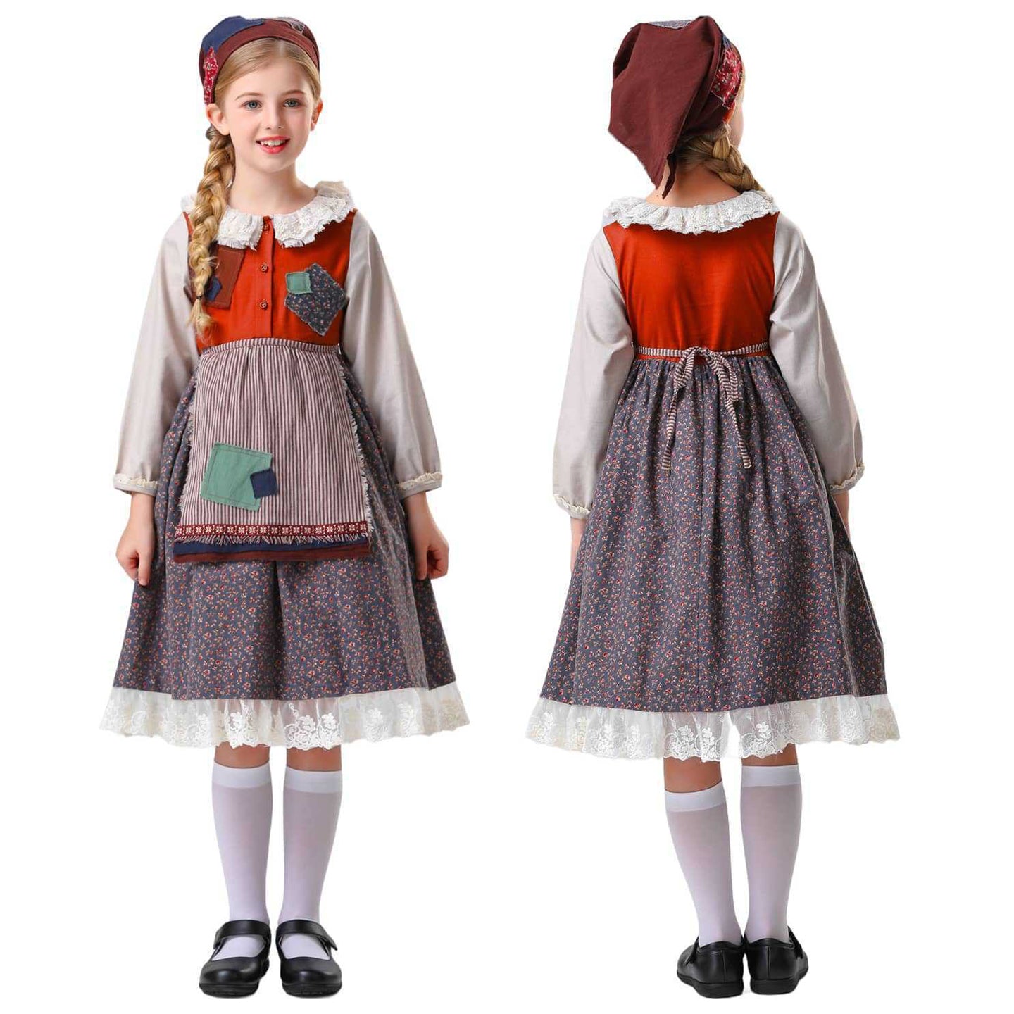 Kids The Little Match Girl Maid Costume Dress Funny Party Halloween