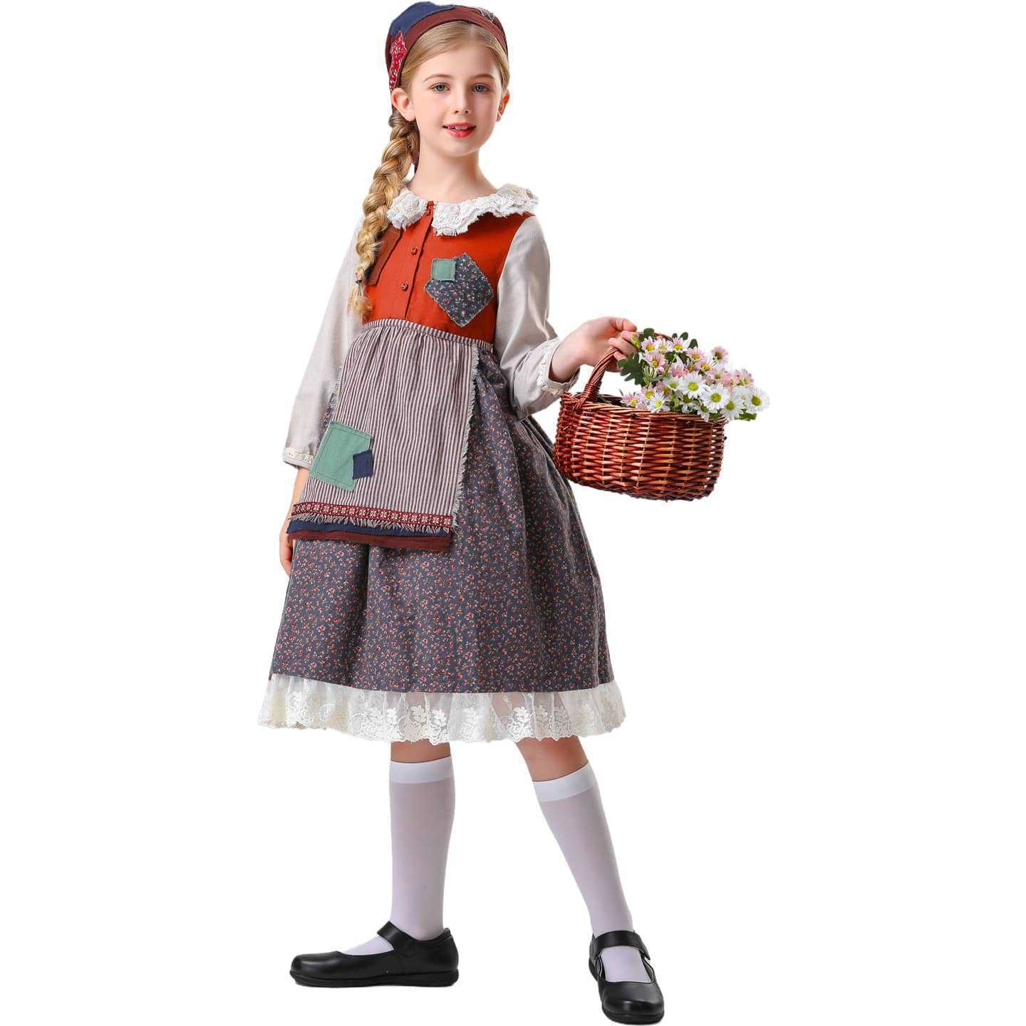 Kids The Little Match Girl Maid Costume Dress Funny Party Halloween