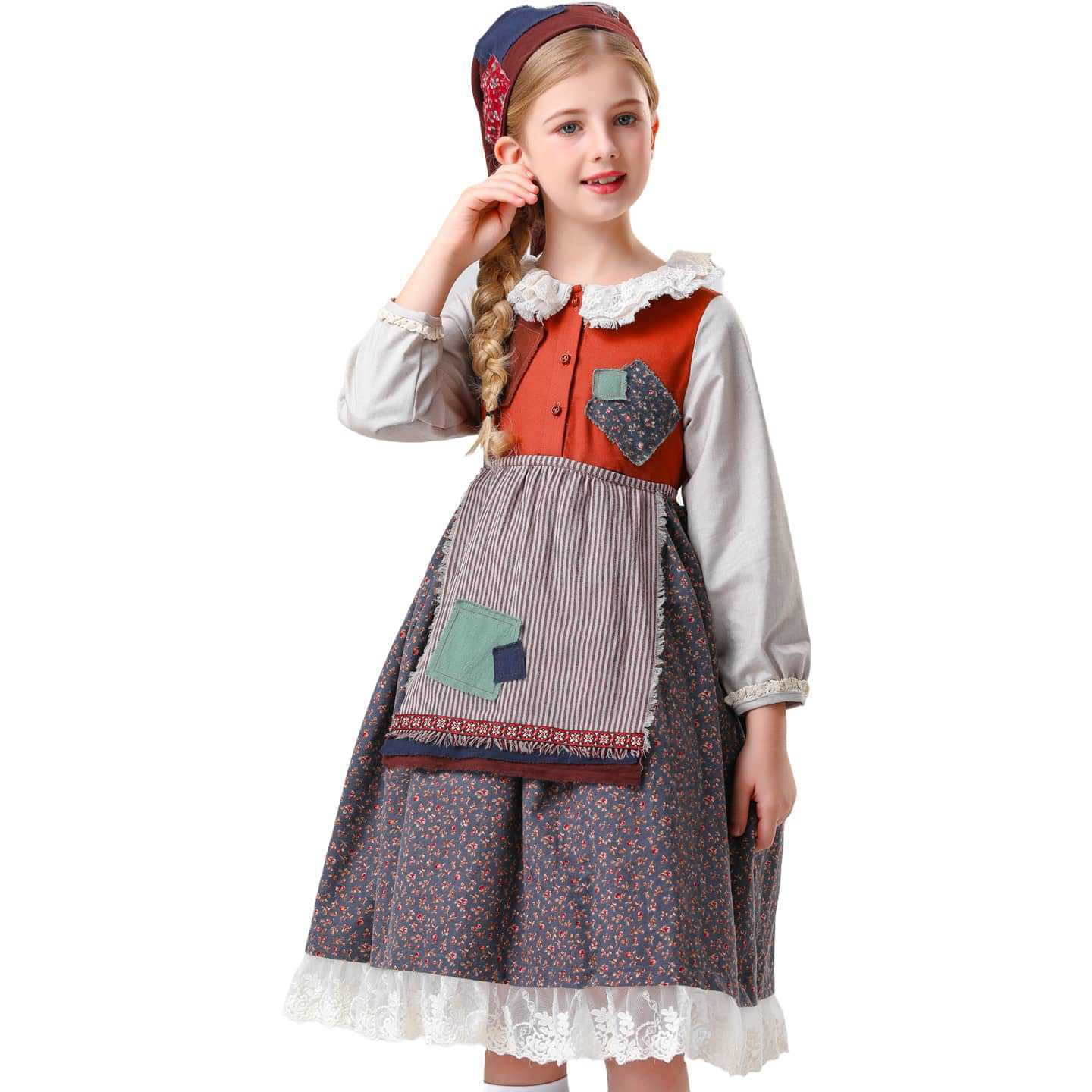 Kids The Little Match Girl Maid Costume Dress Funny Party Halloween