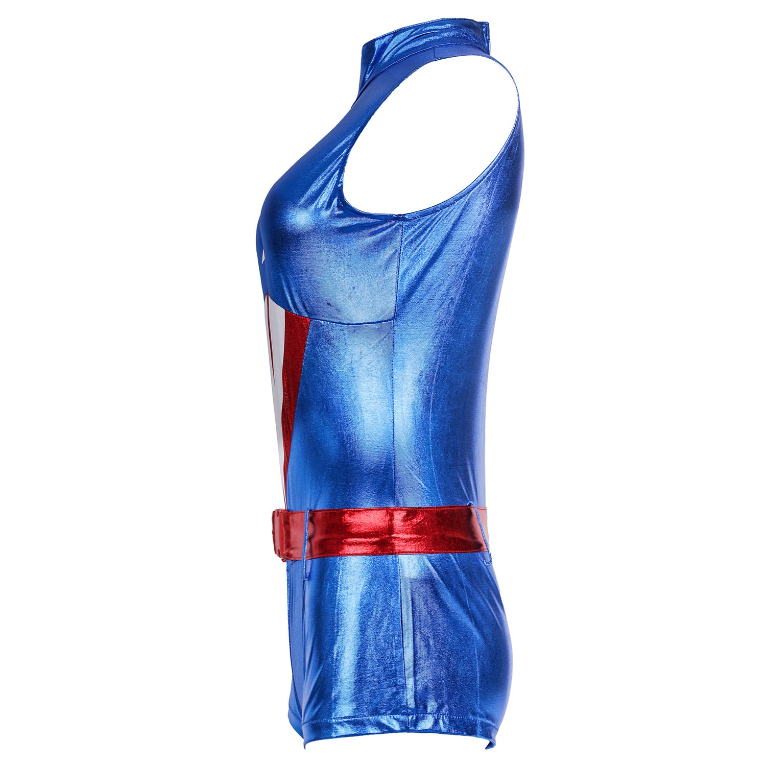 Captain America Costume Jumpsuit Patent leather Bodysuit