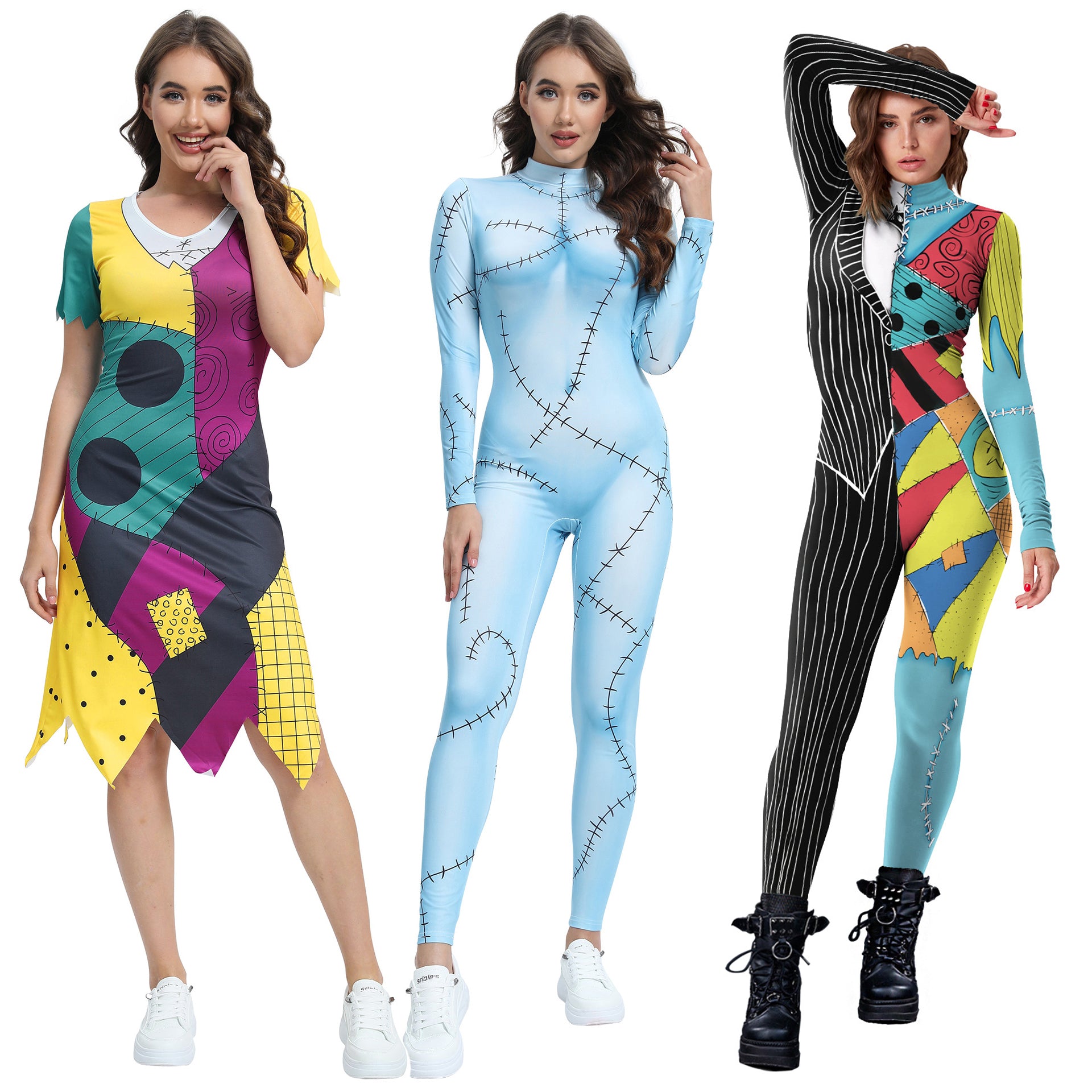 Costume d'Halloween Noël Cauchemar cosplay Combinaison Sally Robe
