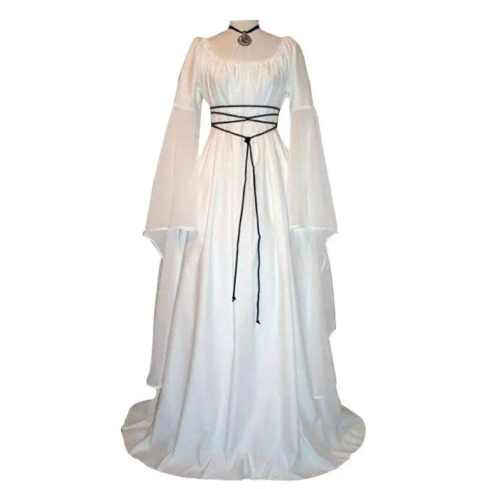 Antique solid color Halloween witch long sleeve dress - Ecosfun