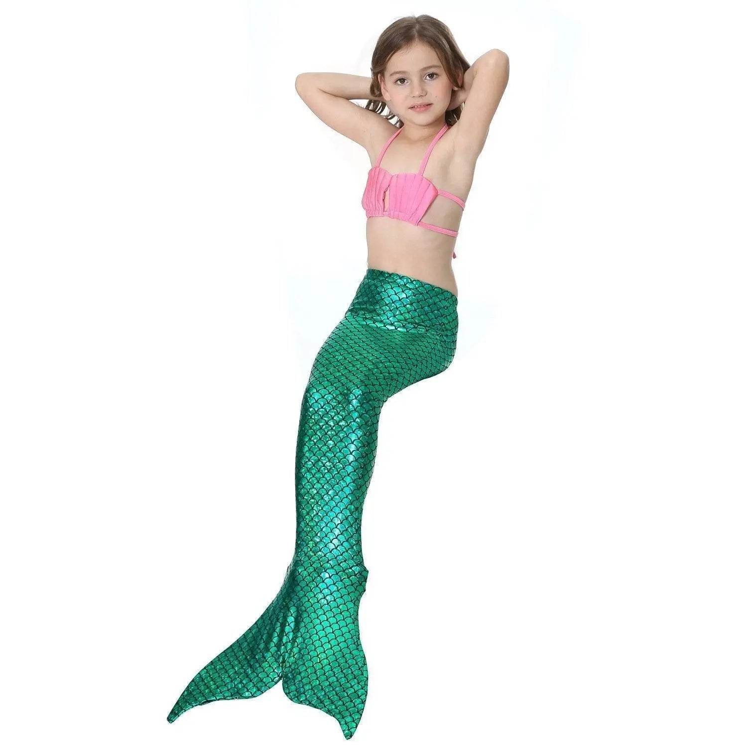 Girls Kids Mermaid Tail Swimwear Bikini Set Swimsuit Swimming Costume - Ecosfun