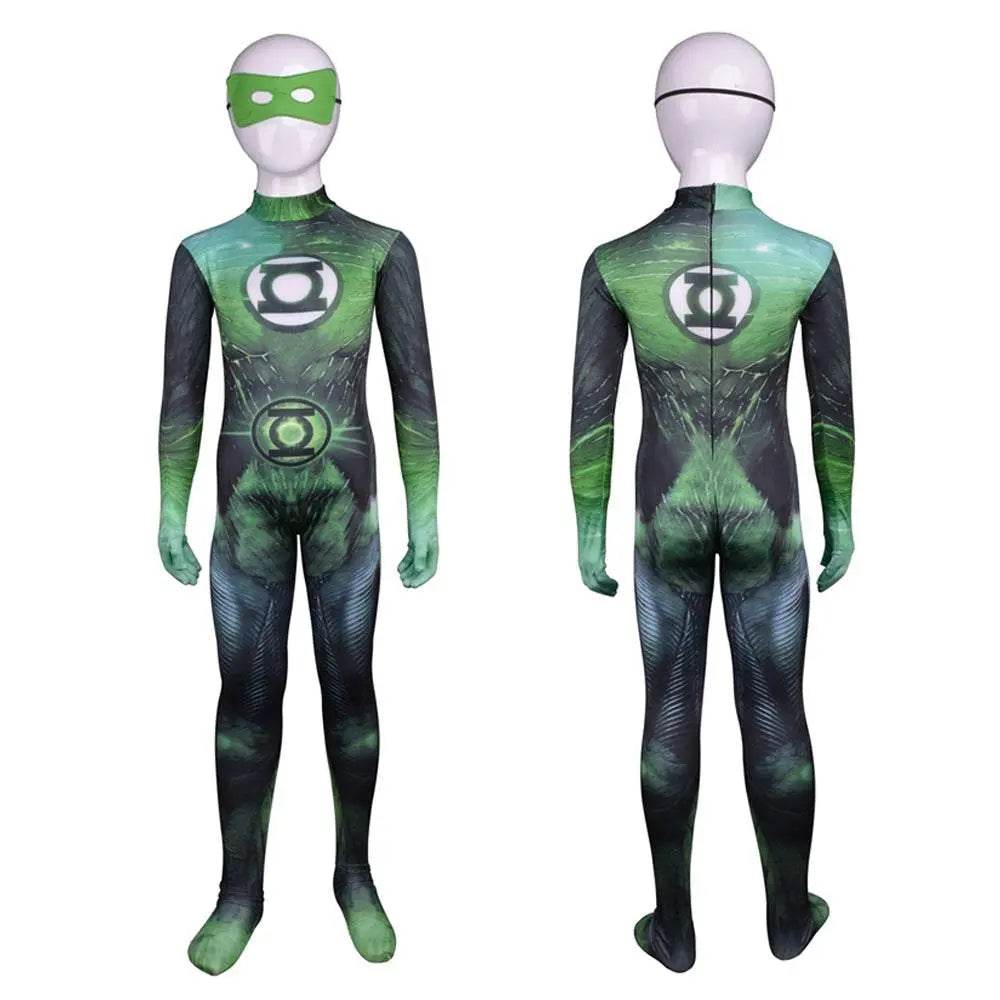 Green Lantern Hal Jordan Muscle Suit Kids Superhero Cosplay Costume - Ecosfun