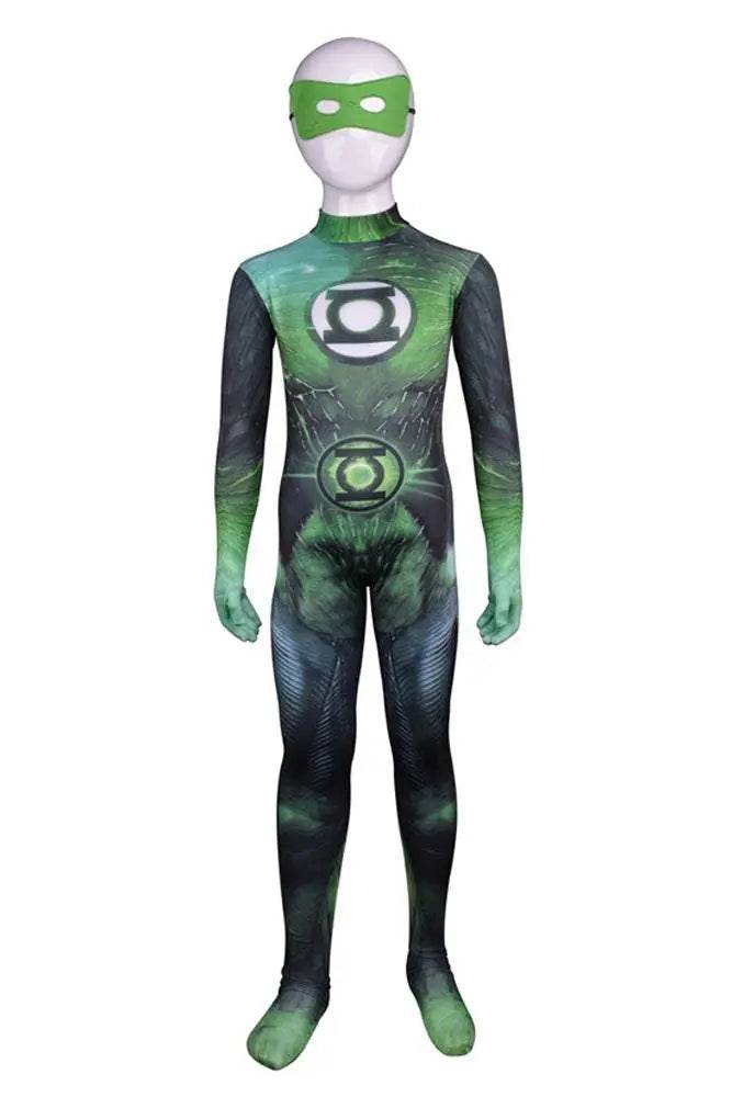 Green Lantern Hal Jordan Muscle Suit Kids Superhero Cosplay Costume - Ecosfun